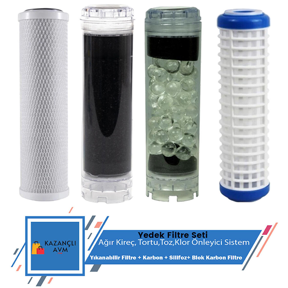 Daire Bina Sayaç Girişi 4 Aşama Su Arıtma Cihazı Yedek Filtre Seti