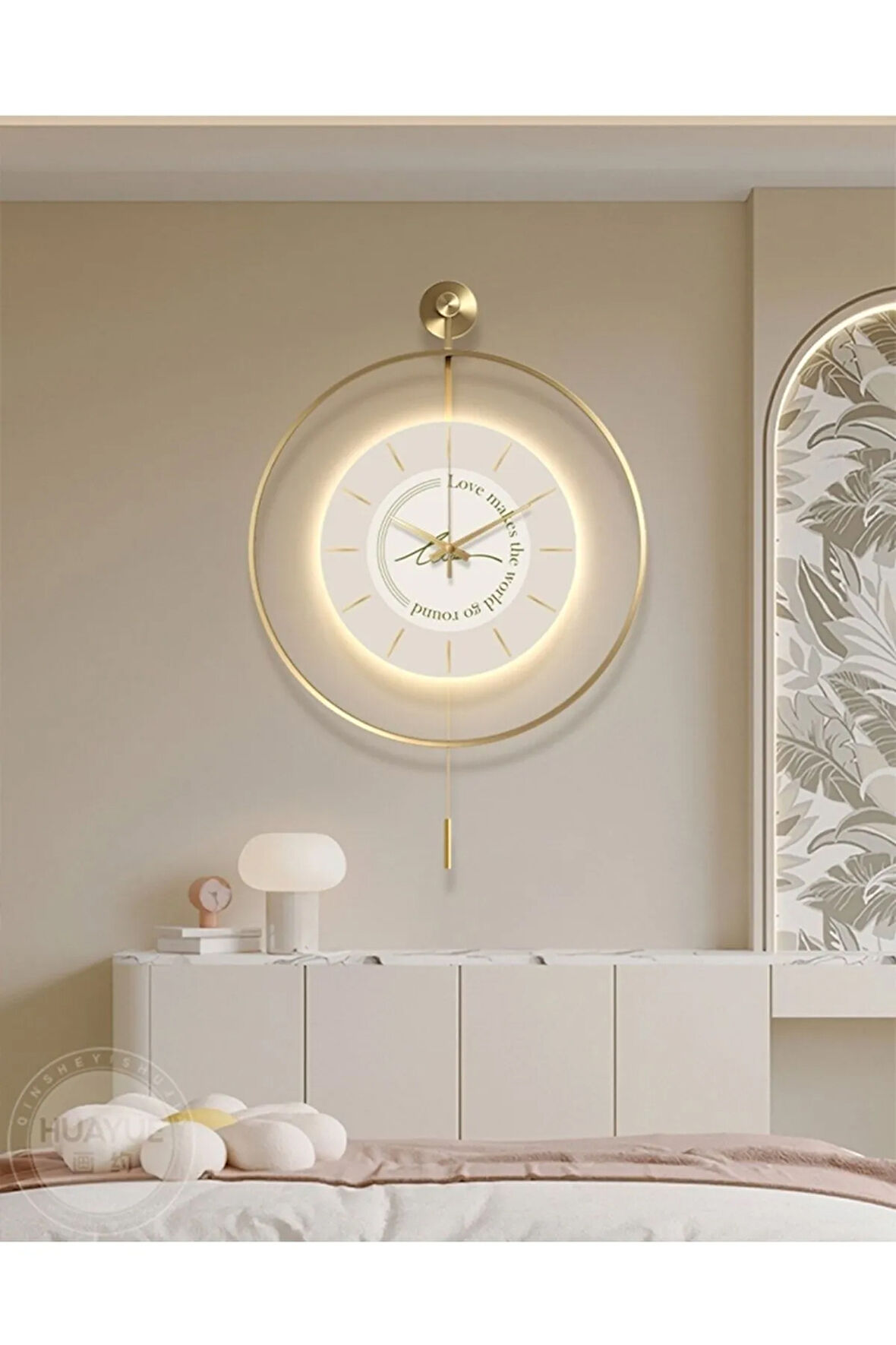 Xxl (BÜYÜKBOY) Timelles Love Gold Led Duvar Saati Serisi , Modern Metal Duvar Saati