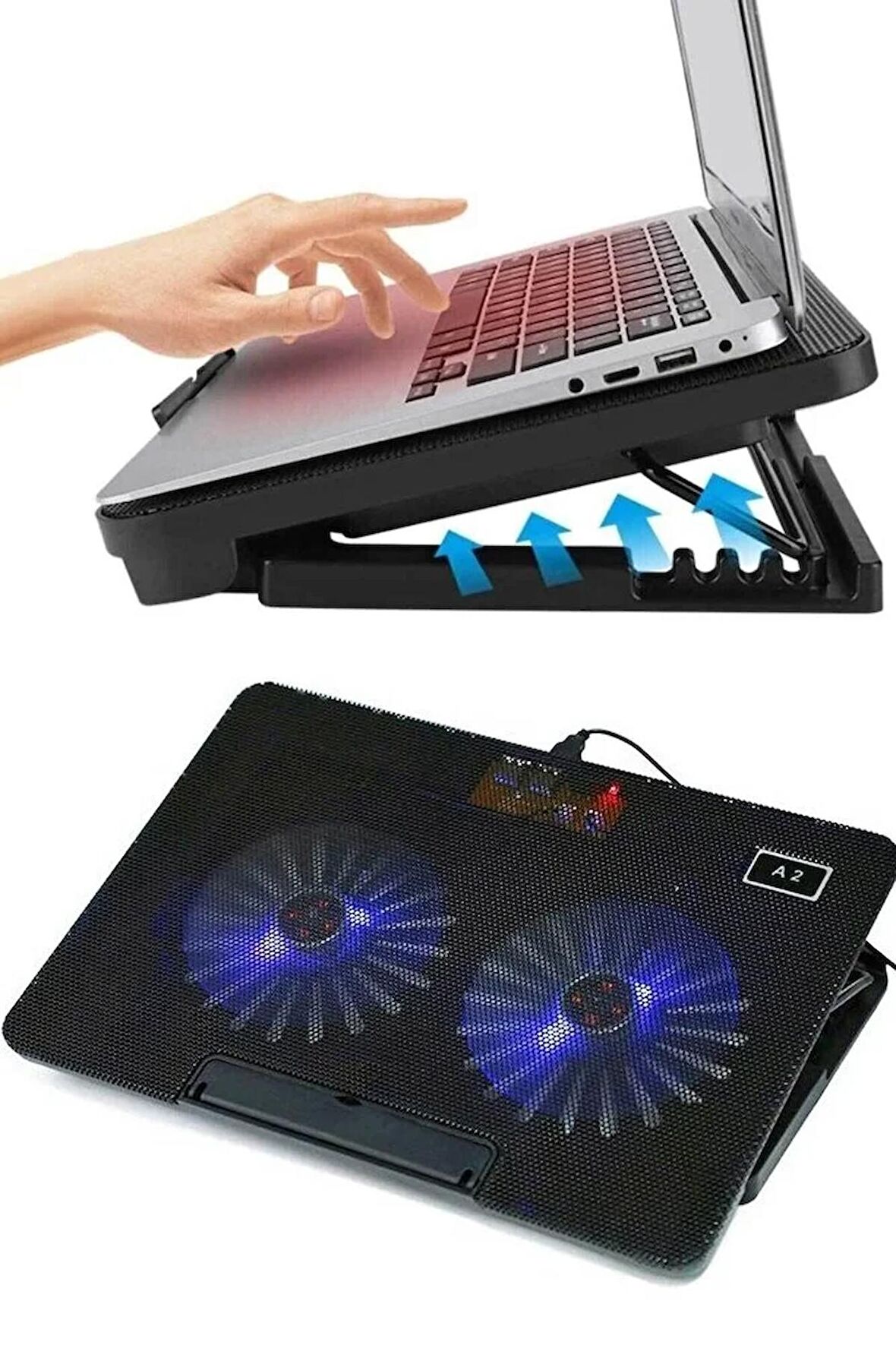 Çift Fanlı Üç Kademe Ayarlanabilir 17'' Laptop Soğutucu Fan