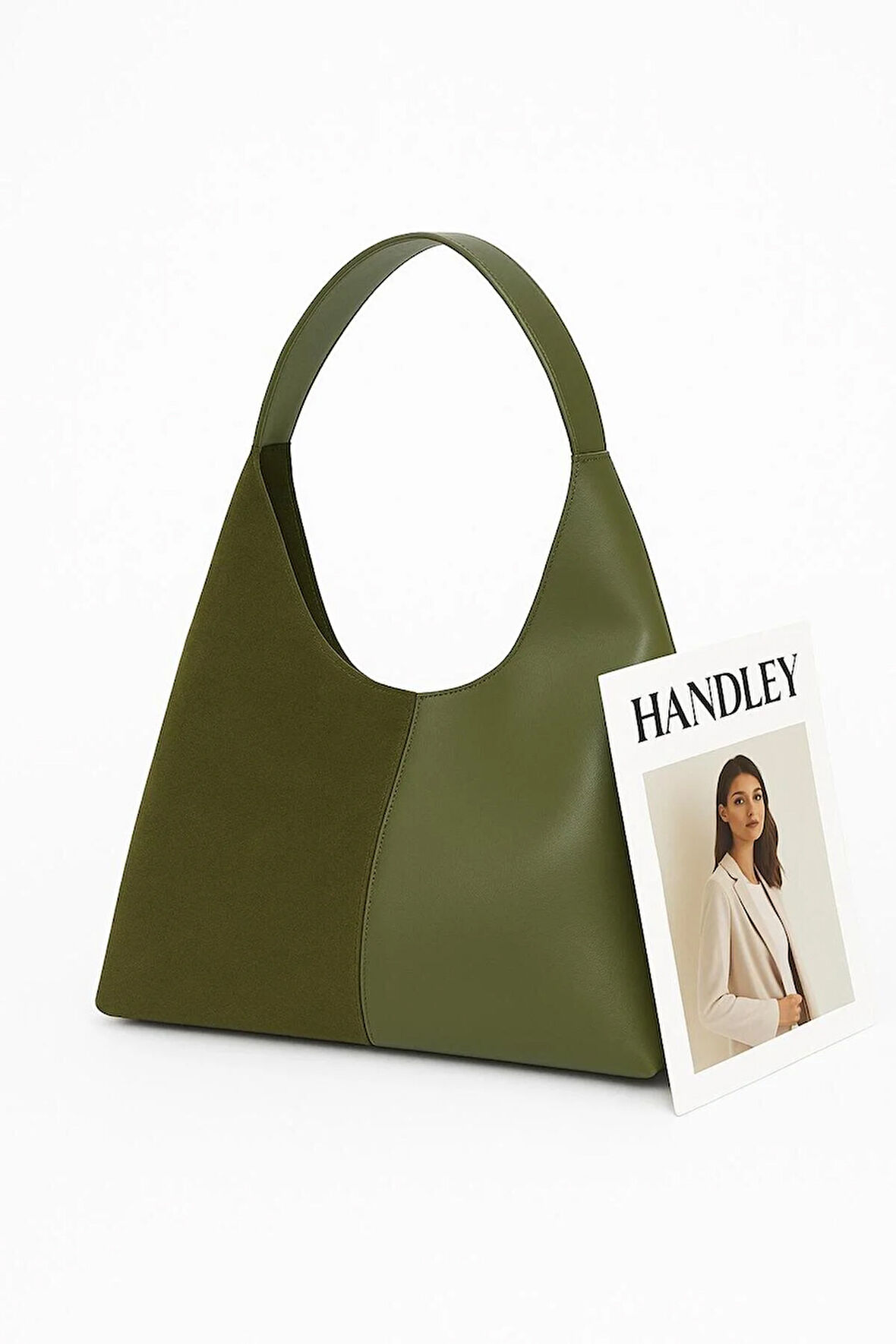 Süet ve Deri Detaylı Omuz Çantası - Yeni Sezon