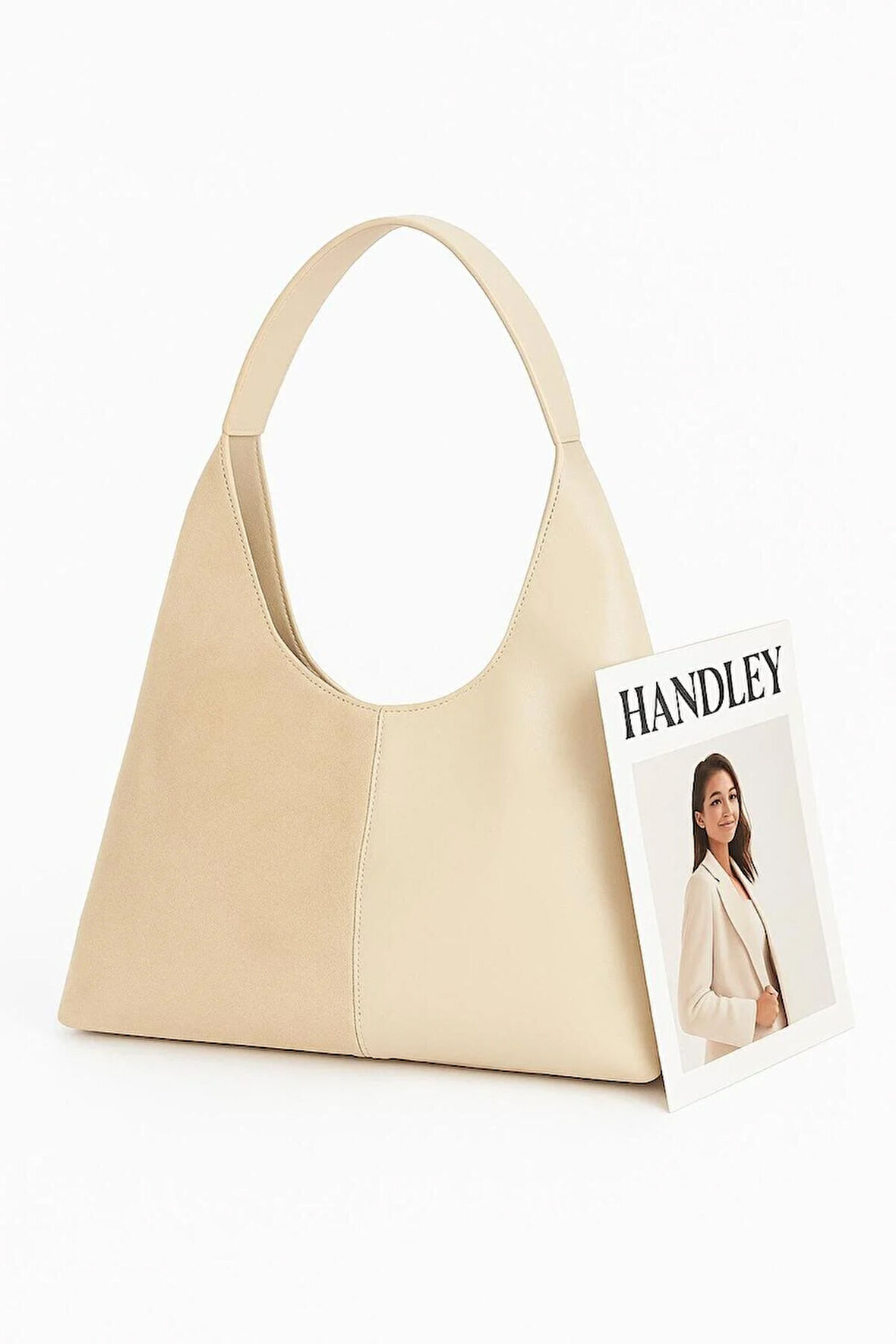 Süet ve Deri Detaylı Omuz Çantası - Yeni Sezon