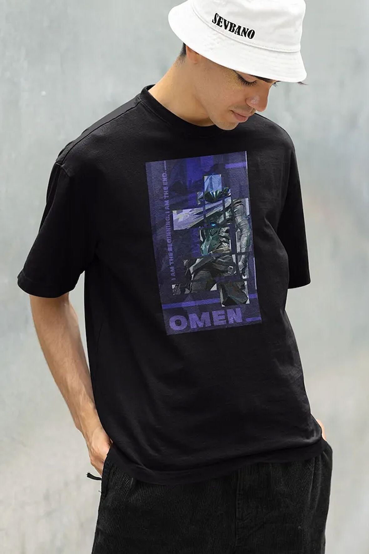 Omen Karakter Baskılı Unisex Oversize Valoorant Tişört
