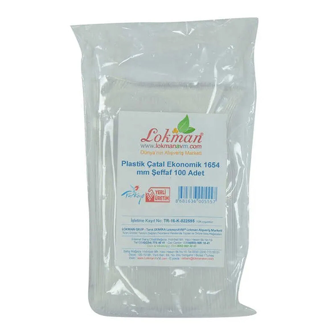 Plastik Çatal Ekonomik 1654 mm Şeffaf 100 Adet 1 Paket