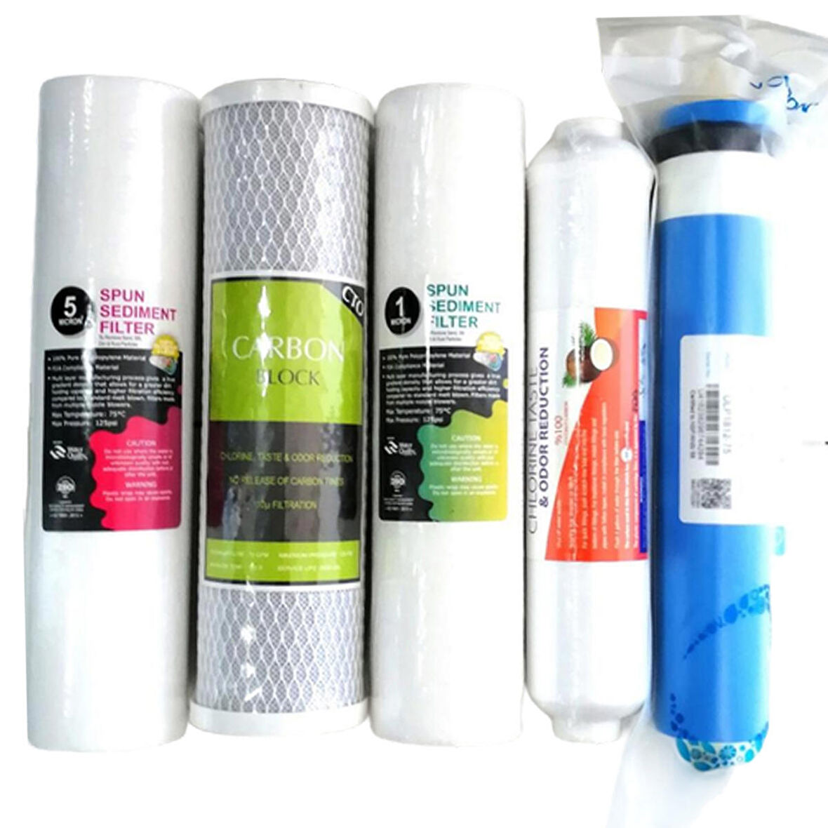 Lotto Filters Aqualine Su Arıtma Filtre Seti 5'li Çift Spun 75 Gpd Vontron Membran