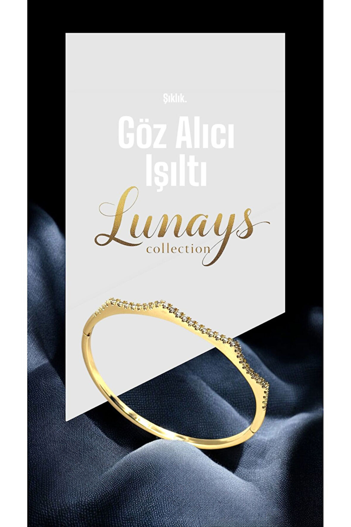 Xuping Dorik Model Zirkon Taşlı Kadın Kelepçe Bileklik Gold Renk