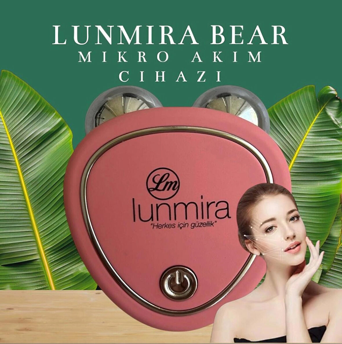 LUNMİRA BEAR 02 PİNK(MikroAkım & AntiShock & UltasonikTitreşim) Yüz Germe Cihaz