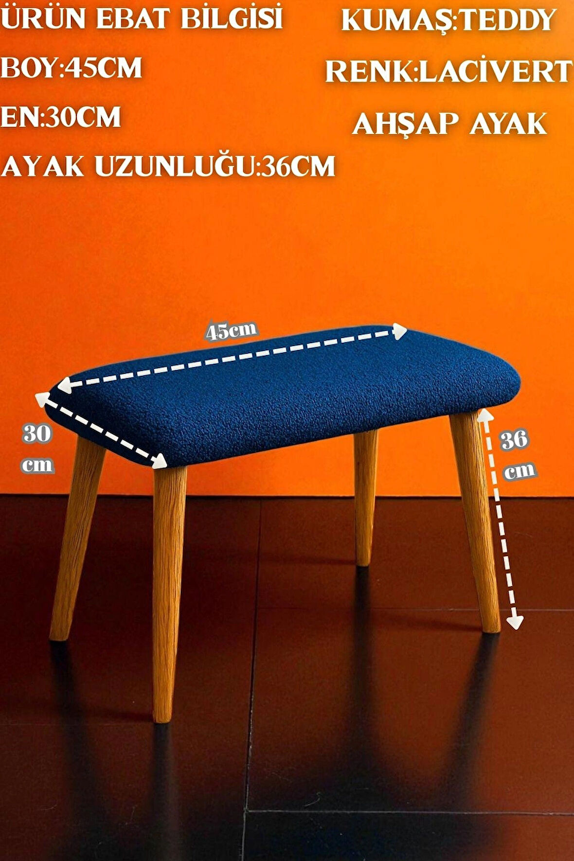  LUNO Dekoratif Teddy Peluş Bench – Geniş Pofidik Oturumlu Ahşap Ayaklı Puf