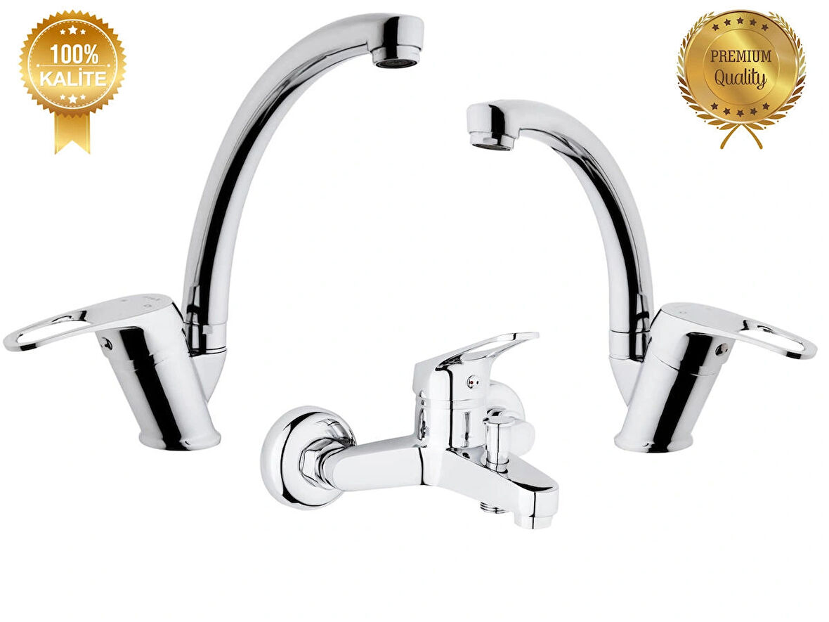 Luxury Lavabo,banyo,evye Batarya Üçlü Set