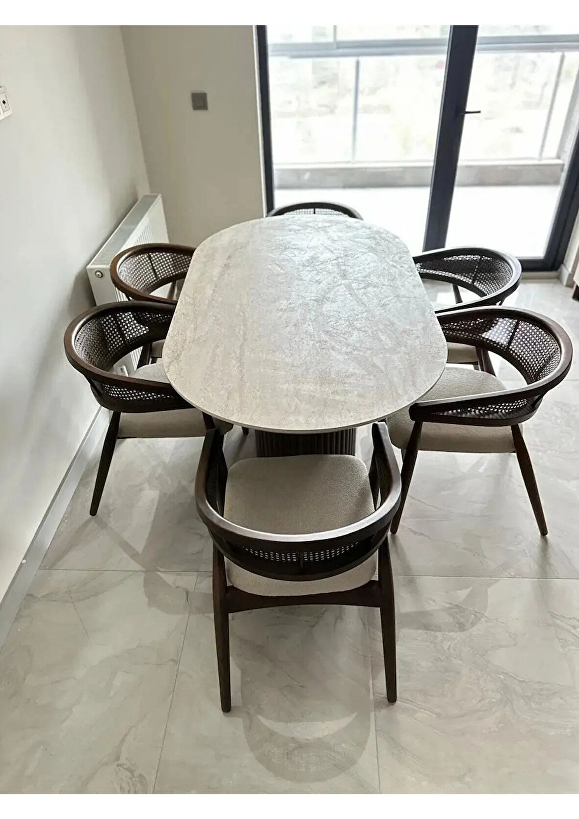 Luis 6 Sandalyeli İskandinav Tarzı Oval Masa Takım