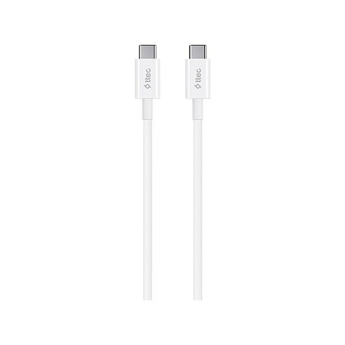 ttec Type-C to Type-C 120cm 60W PD/QC Hızlı Şarj/Data Kablosu Beyaz 2DK36B