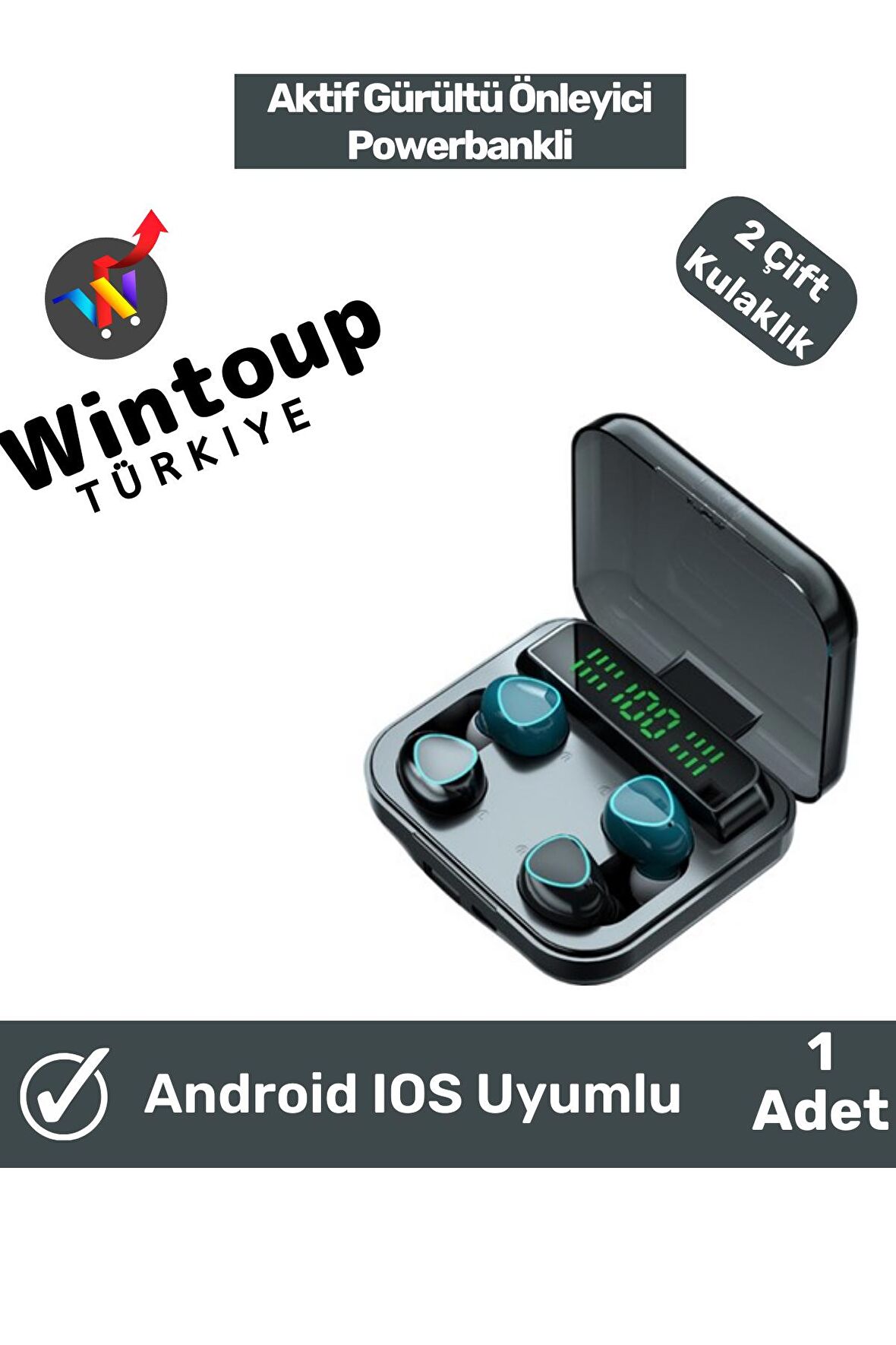 Active Bluetooth Kulaklık Yüksek Bass Powerbanli 4 Kulaklık Tws