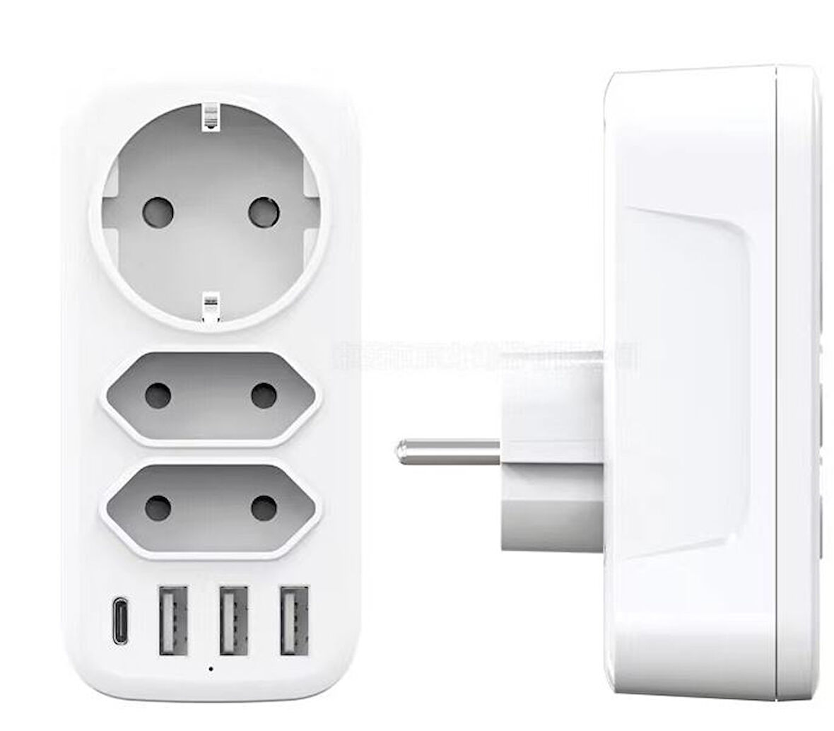 7'si 1 arada çoklu priz, USB priz, Type-C + 3 Usb'li Çoklu Priz,