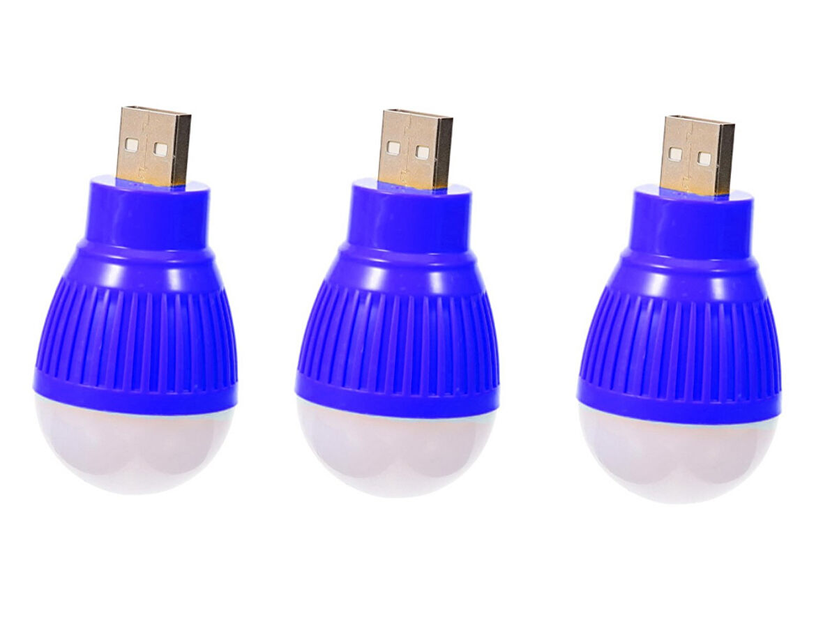 3 Adet, USB, Beyaz, Gece Lambası, Mini Ampul, Aydınlatma, 1,5W, 5V, USB mini ampul, 67x35mm