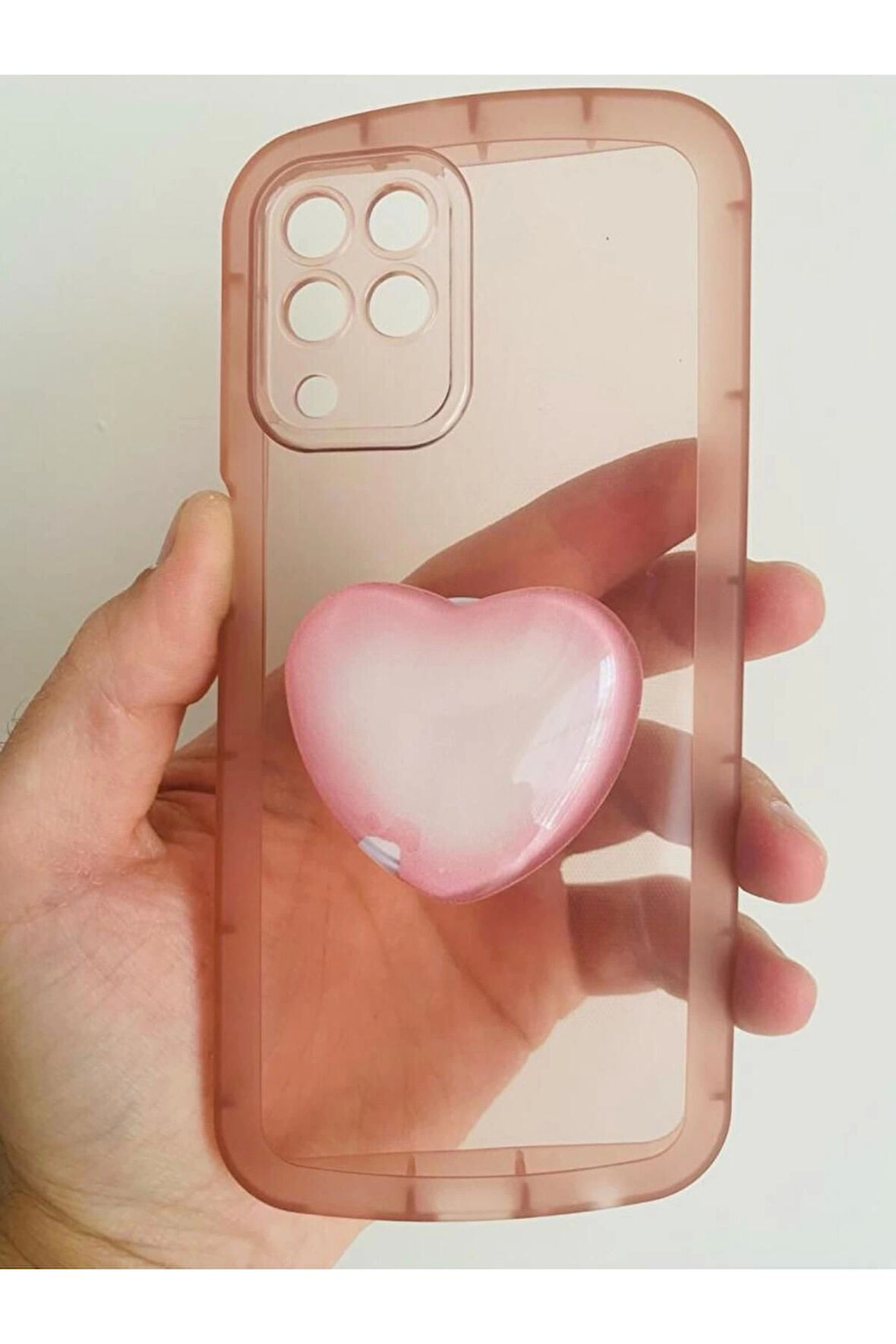 Samsung Galaxy M33 Kamera Korumalı Popsocketli Pembe Kılıf