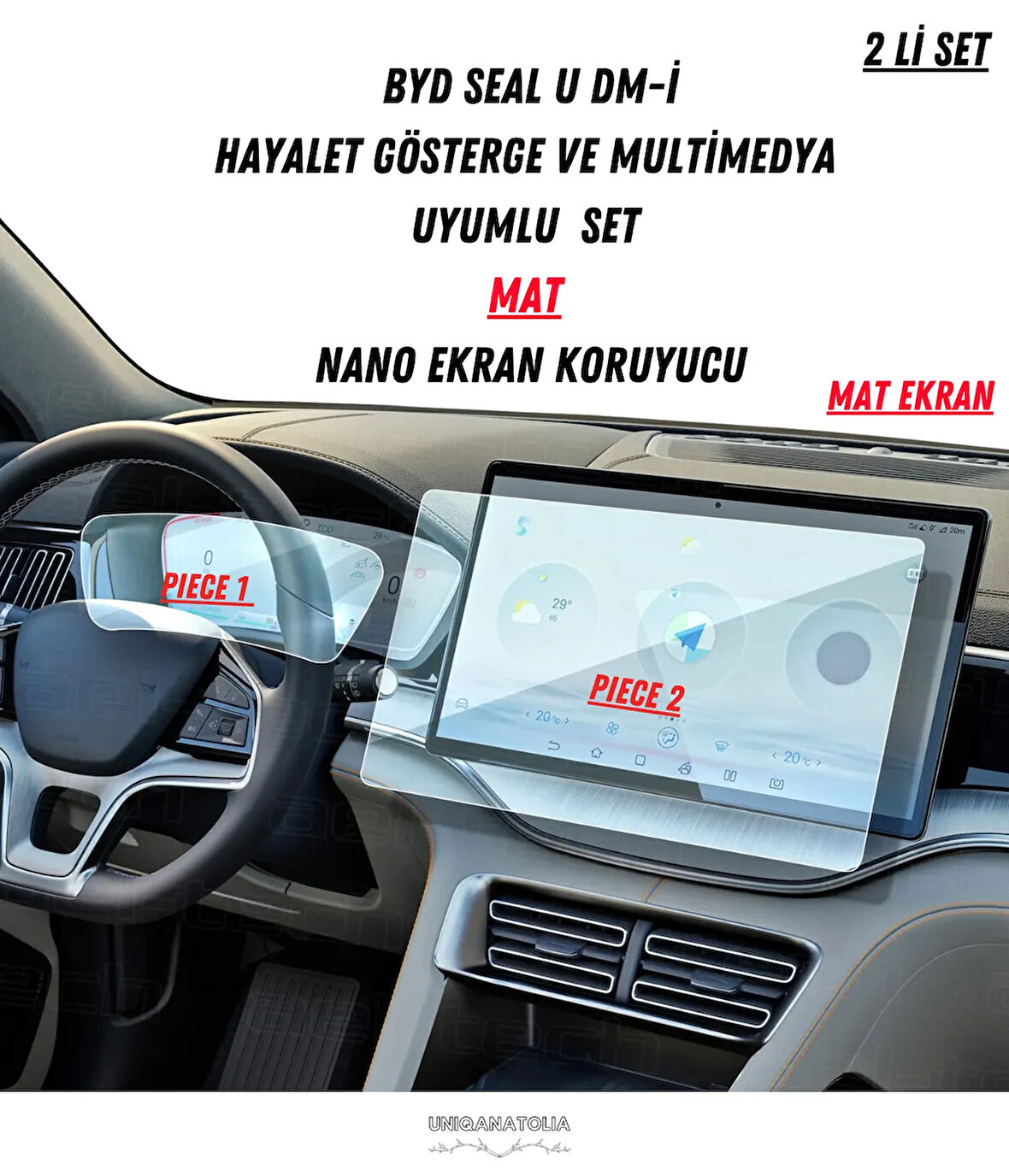 BYD SEAL U DM-İ Hayalet Gösterge ve Multimedya Uyumlu Mat Ekran Koruyucu