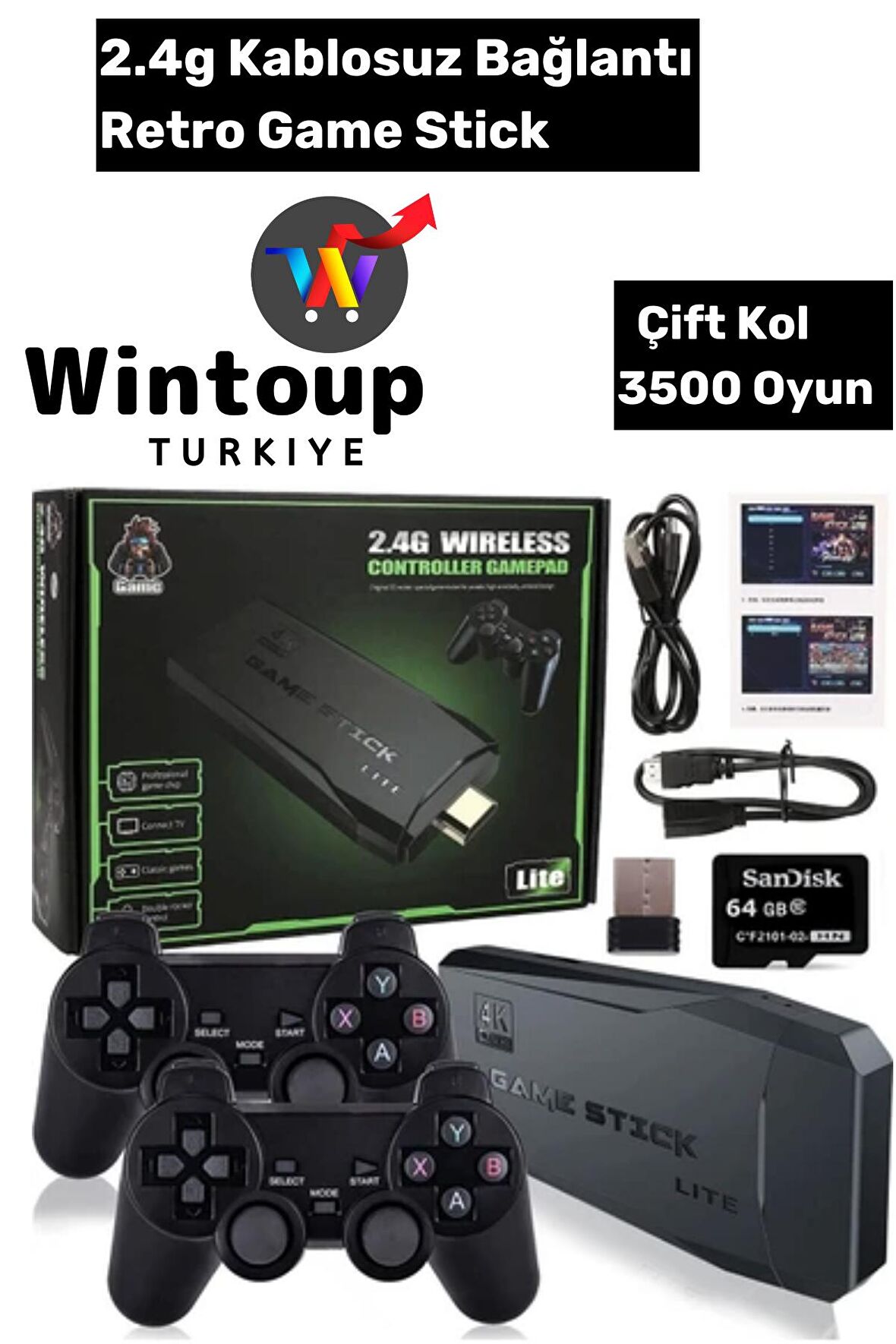 Oyun Konsolu Retro Game Stick 2024 Atari Yeni 4k Hd Atari Makinesi 3500 Oyun