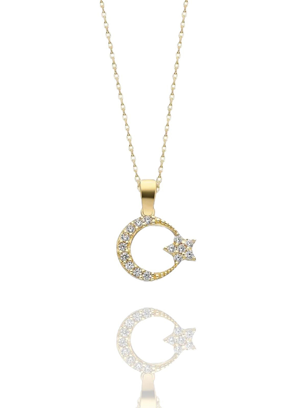 Minik Ayyıldız Çok Şık 14 Ayar Altın Kolye