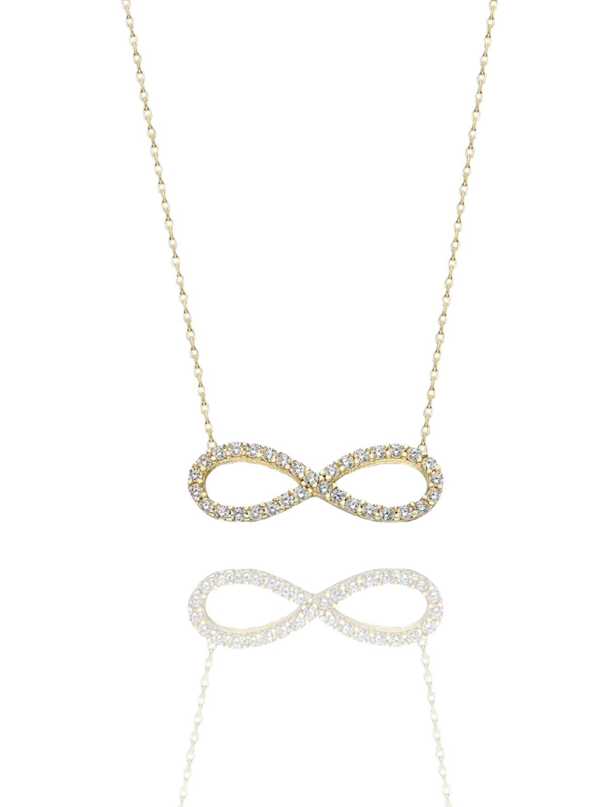 Klasik Sonsuzluk Çok Şık 14 Ayar Altın Kolye