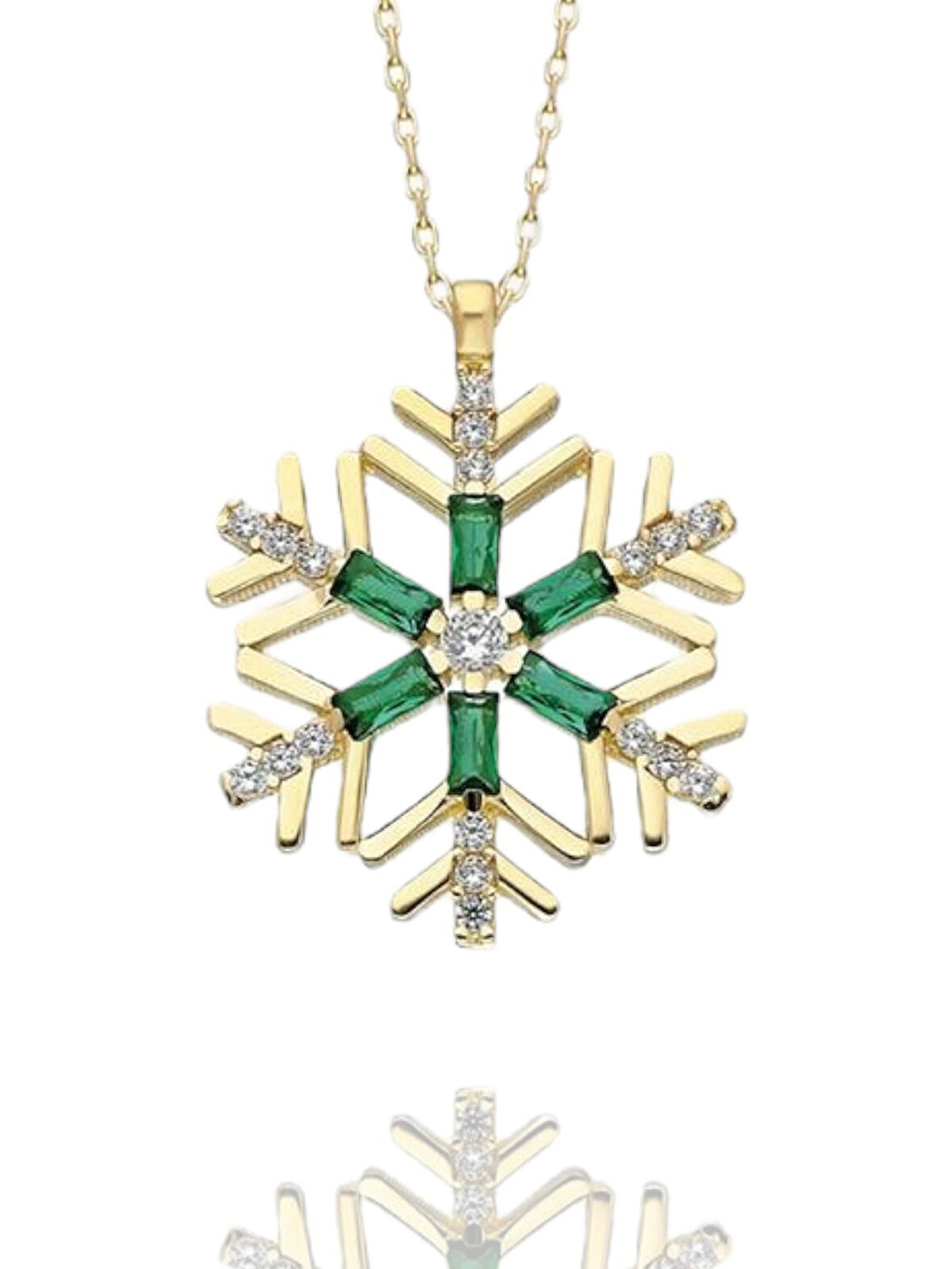 Zümrüt Baget Taş Özel Tasarım Kartanesi 14 Ayar Altın Kolye