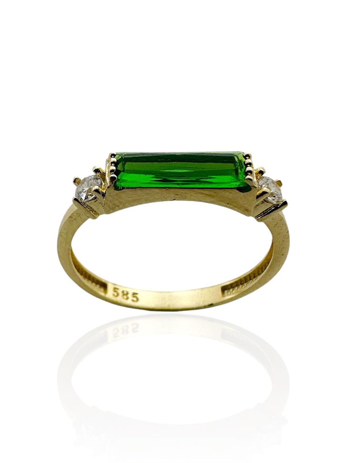 Zümrüt Taş Üst Kalite Özel Tasarım Altın Yüzük