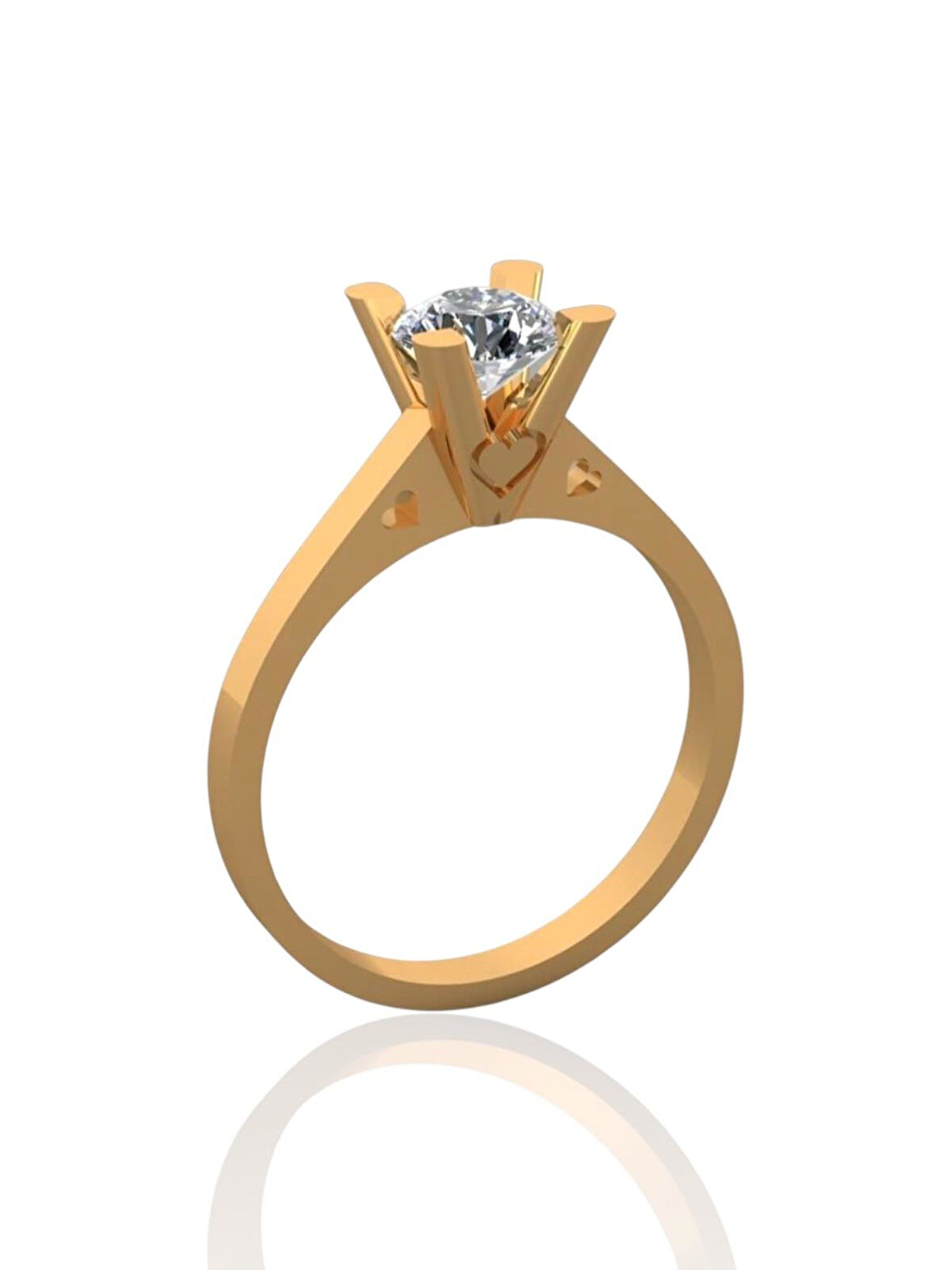 Pırlanta Modeli Üst Kalite Tektaş 14 Ayar Altın Yüzük