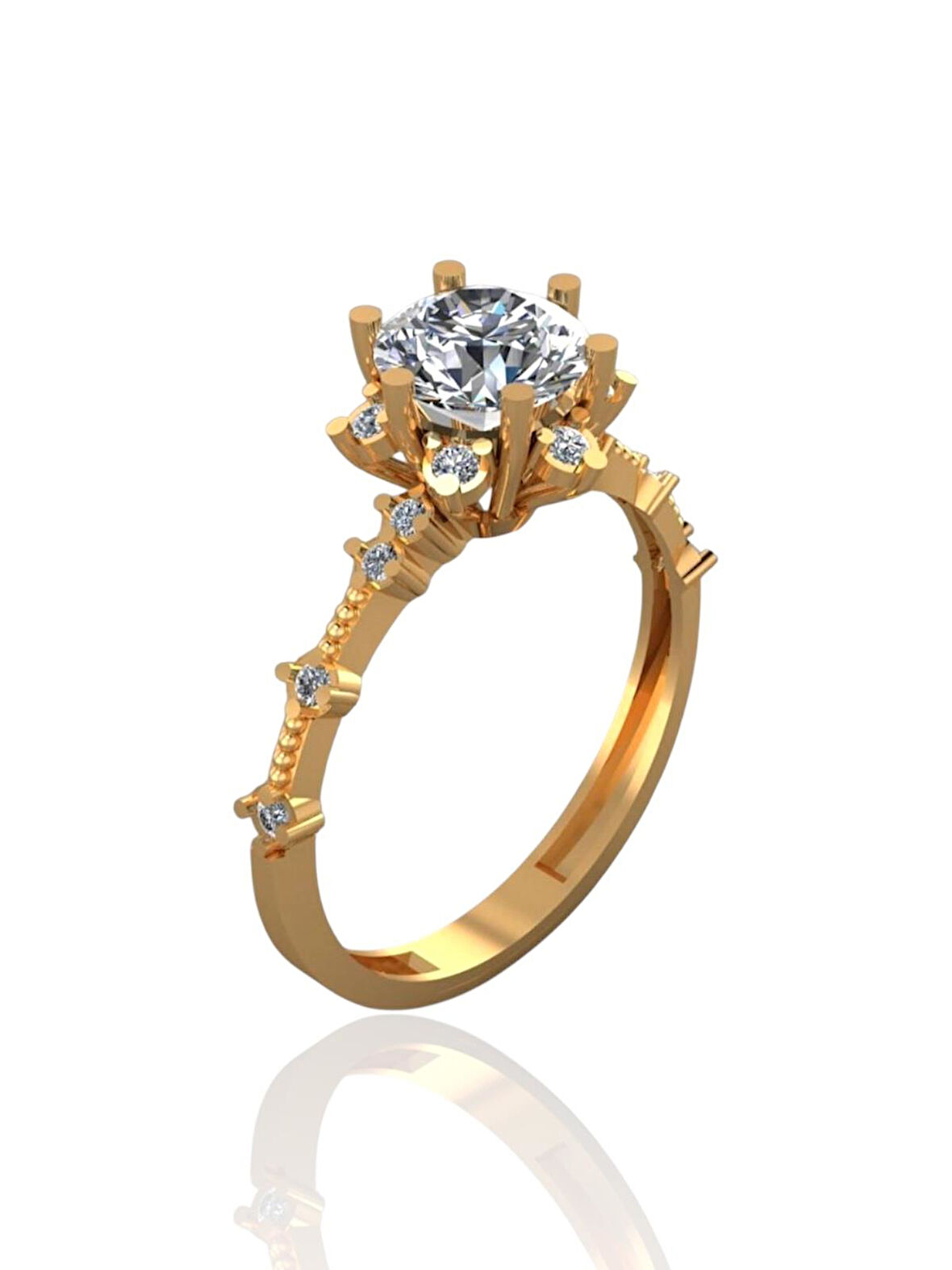 Pırlanta Montür Üst Kalite Lotus 14 Ayar Altın Yüzük