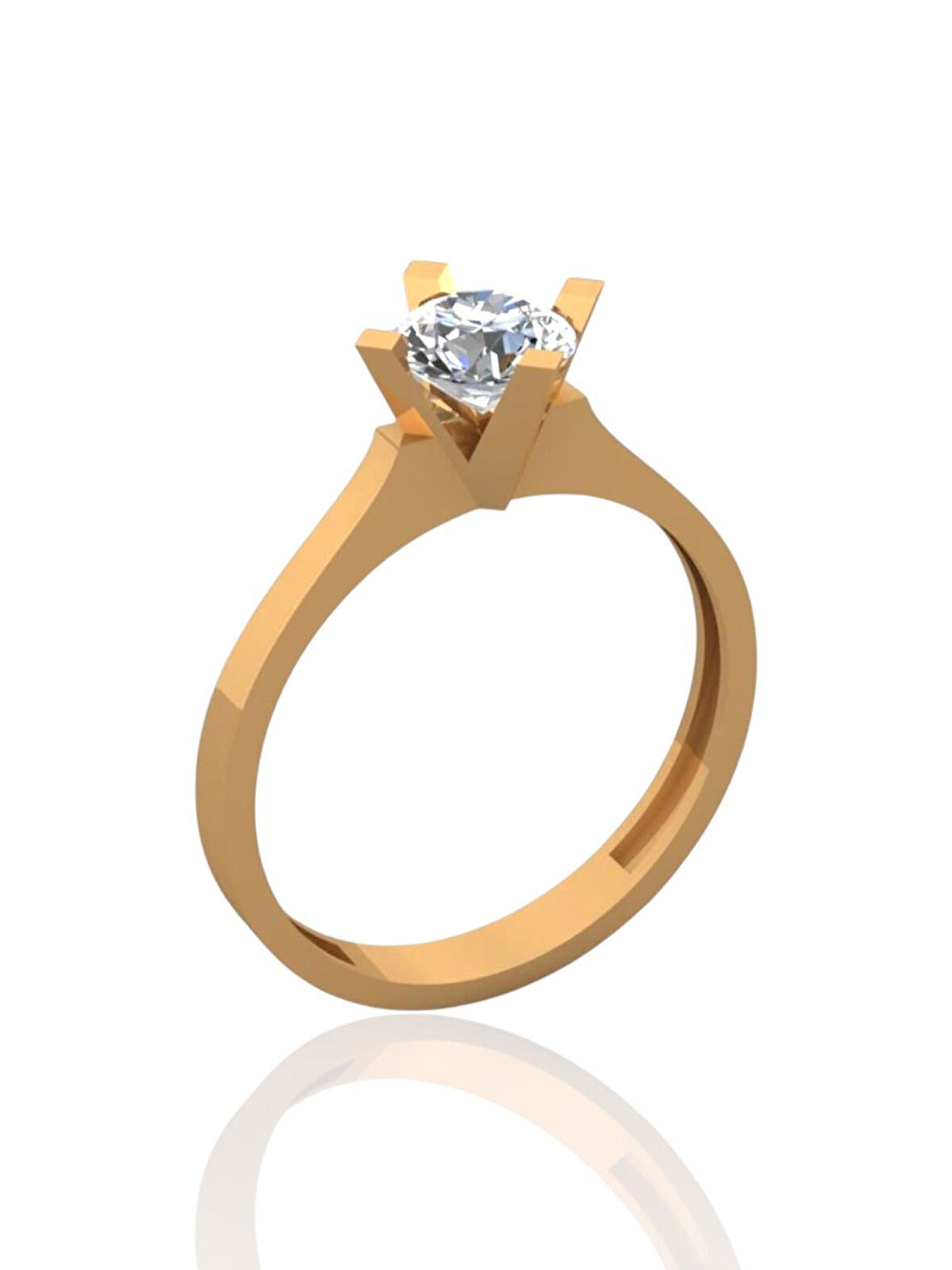 Tek Taş Çarpraz Tırnak Sade ve Şık 14 Ayar Altın Yüzük