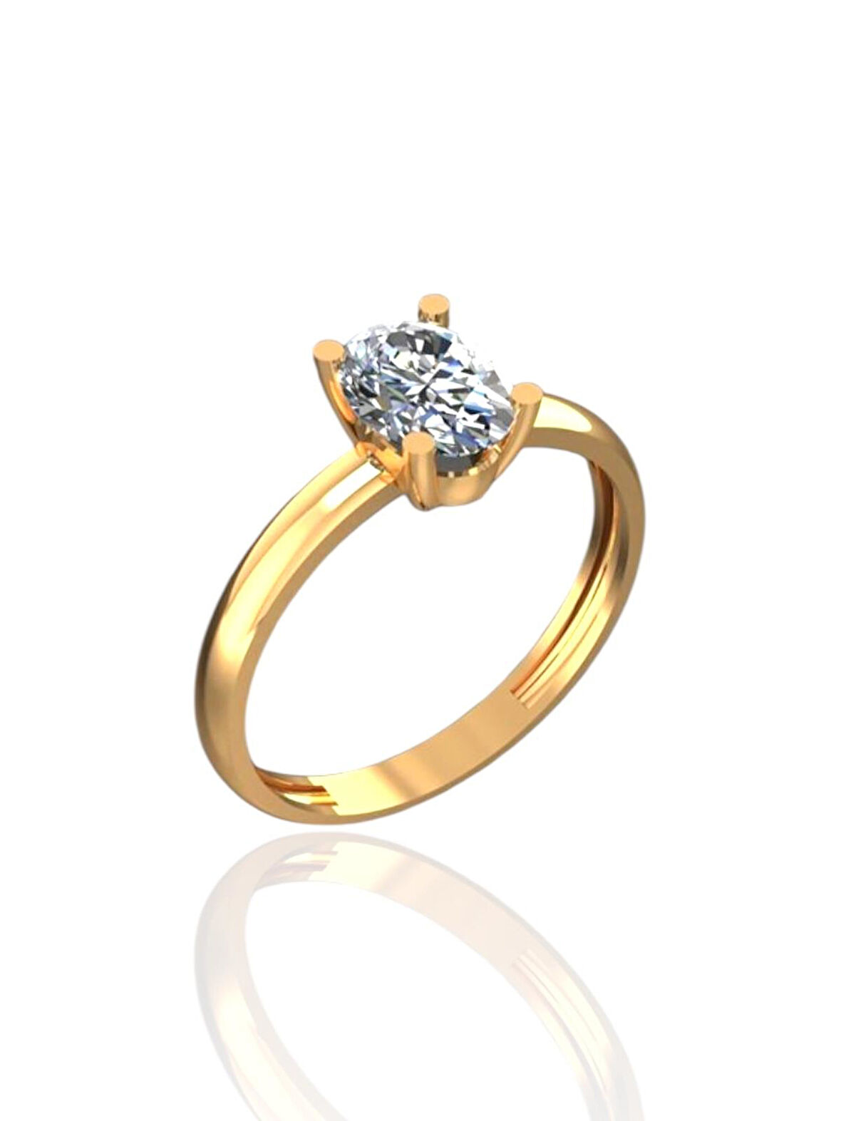 Oval Taş Sadekar Pırlanta Modeli Çok Şık 14 Ayar Altın Yüzük