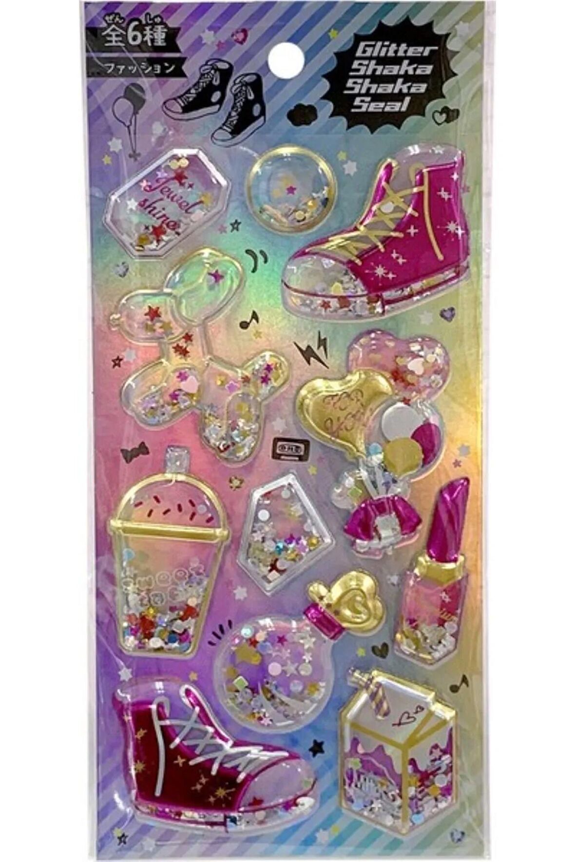 Shining magic model-8 glitter kabartma şeffaf telefon tablet çocuk sticker etiket çıkartma