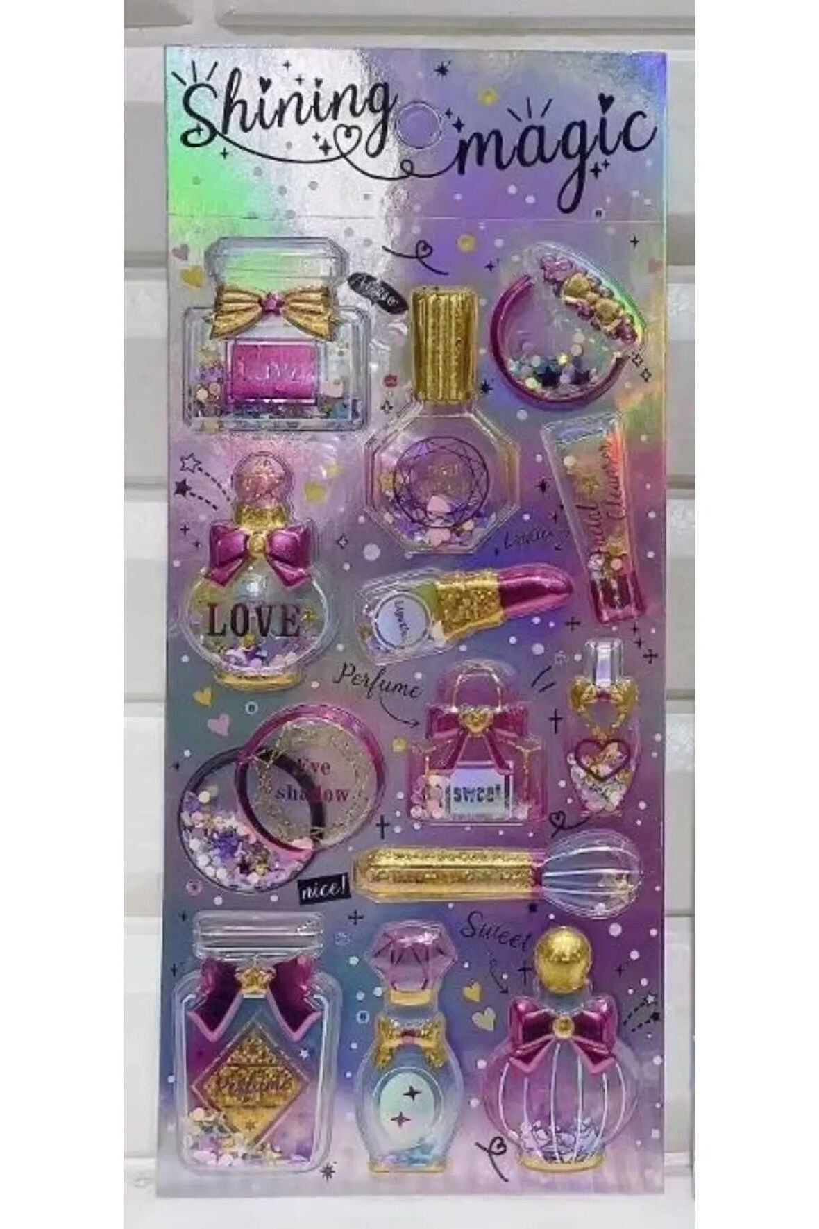 Shining magic model-7 glitter kabartma şeffaf telefon tablet çocuk sticker etiket çıkartma
