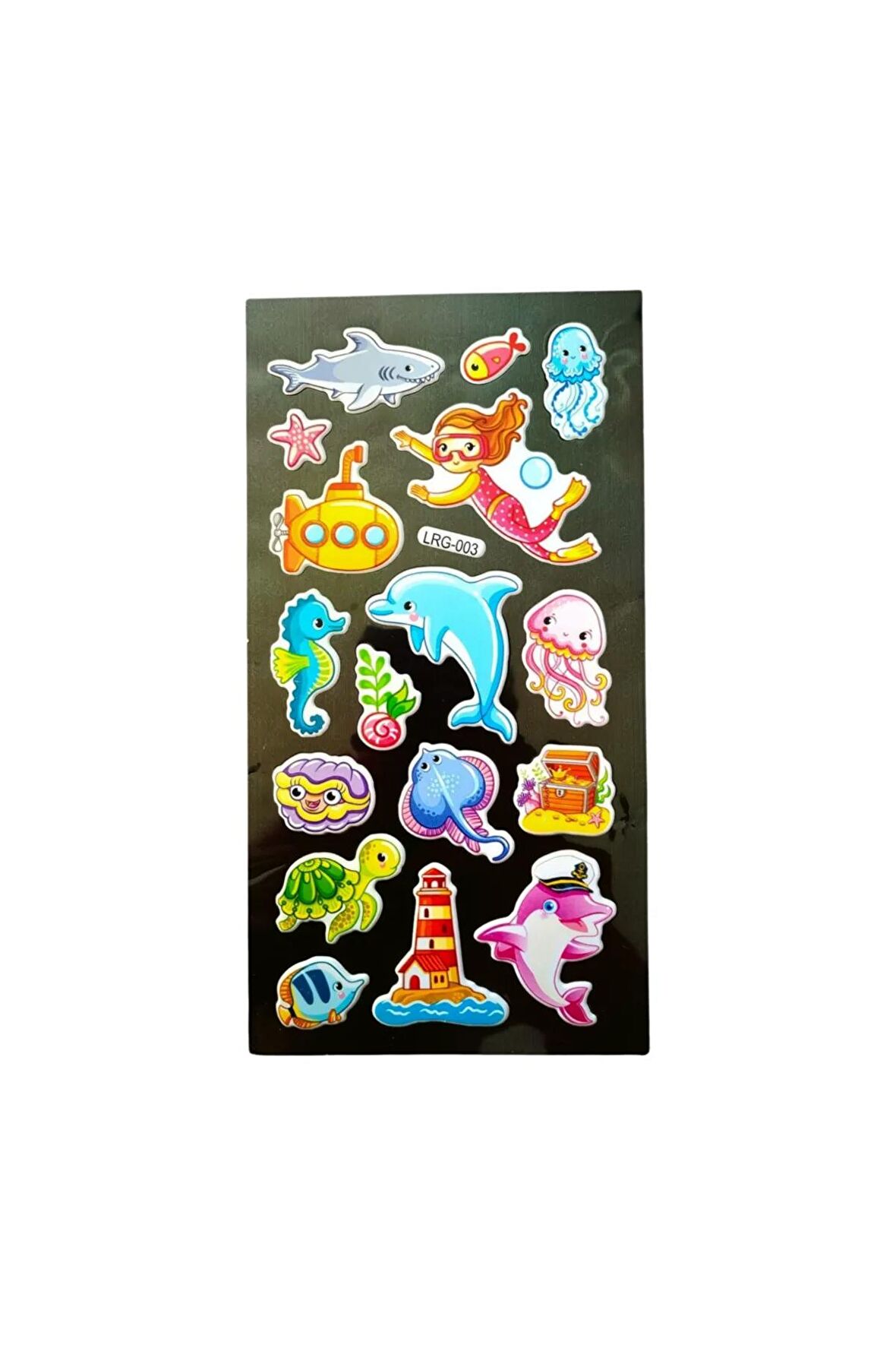 Deniz kızı balık ahtapot sea model-1 kabartmalı puffy çocuk renkli etiket çıkartma sticker