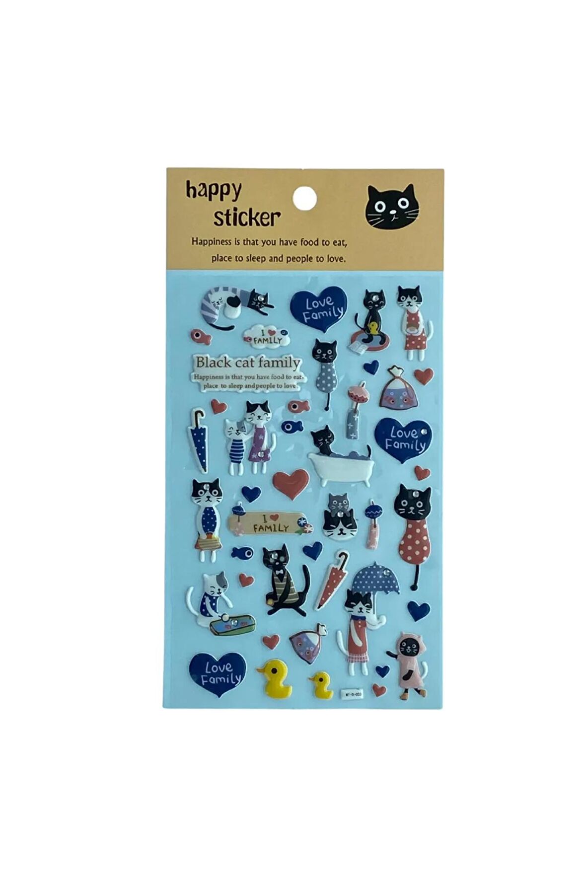 Sevimli kedi model-3 black cat family puffy telefon defter PC yapıştır çocuk etiket çıkartma sticker