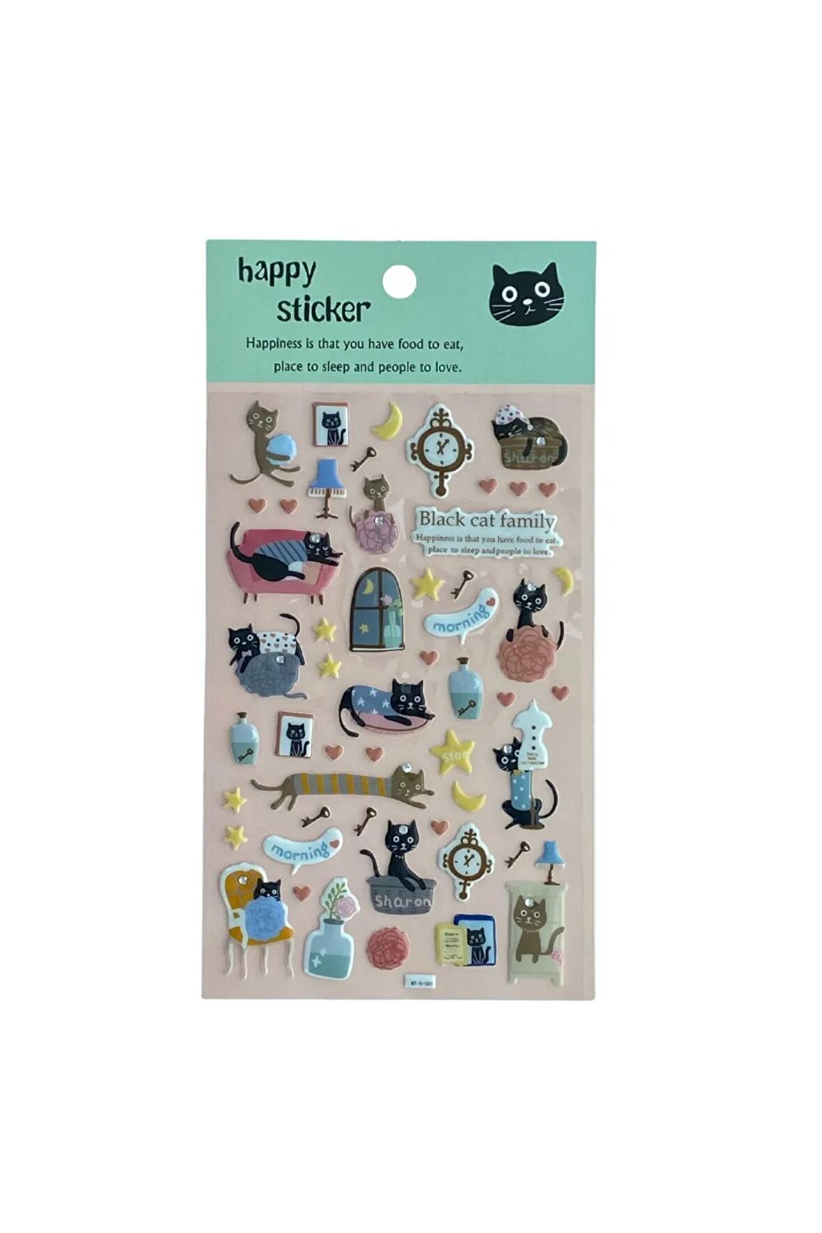 Sevimli kedi model-1 black cat family puffy telefon defter PC yapıştır çocuk etiket çıkartma sticker