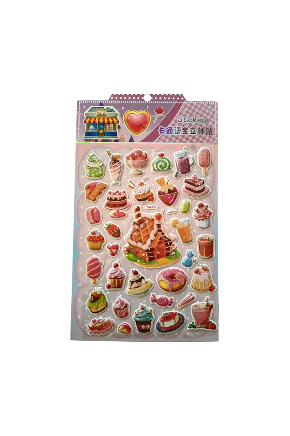 20 X13cm Orta Boy tatlı pasta şeker dondurma Puffy genç çocuk kız erkek etiket çıkartma sticker