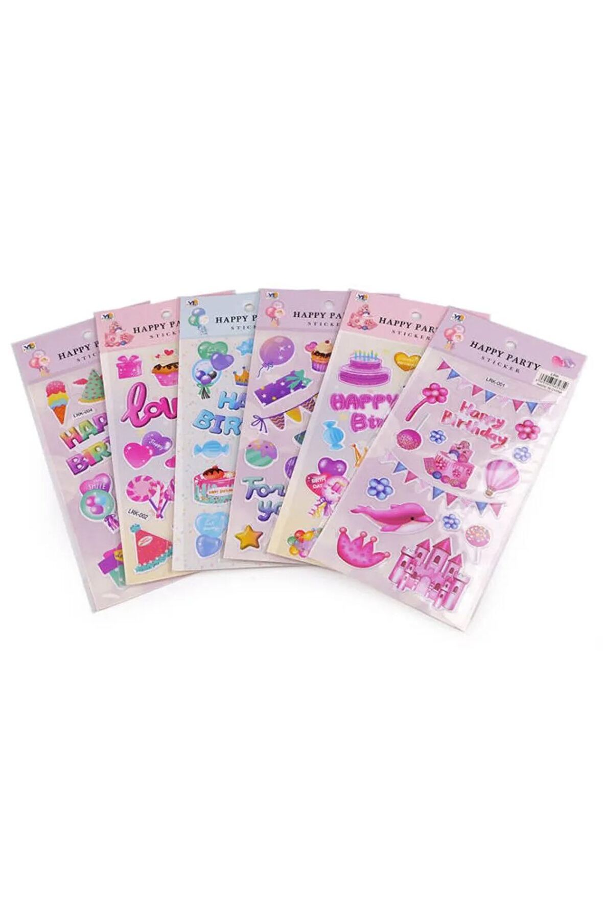 6 sayfa doğum günü birthday çocuk party 2U etiket çıkartma sticker