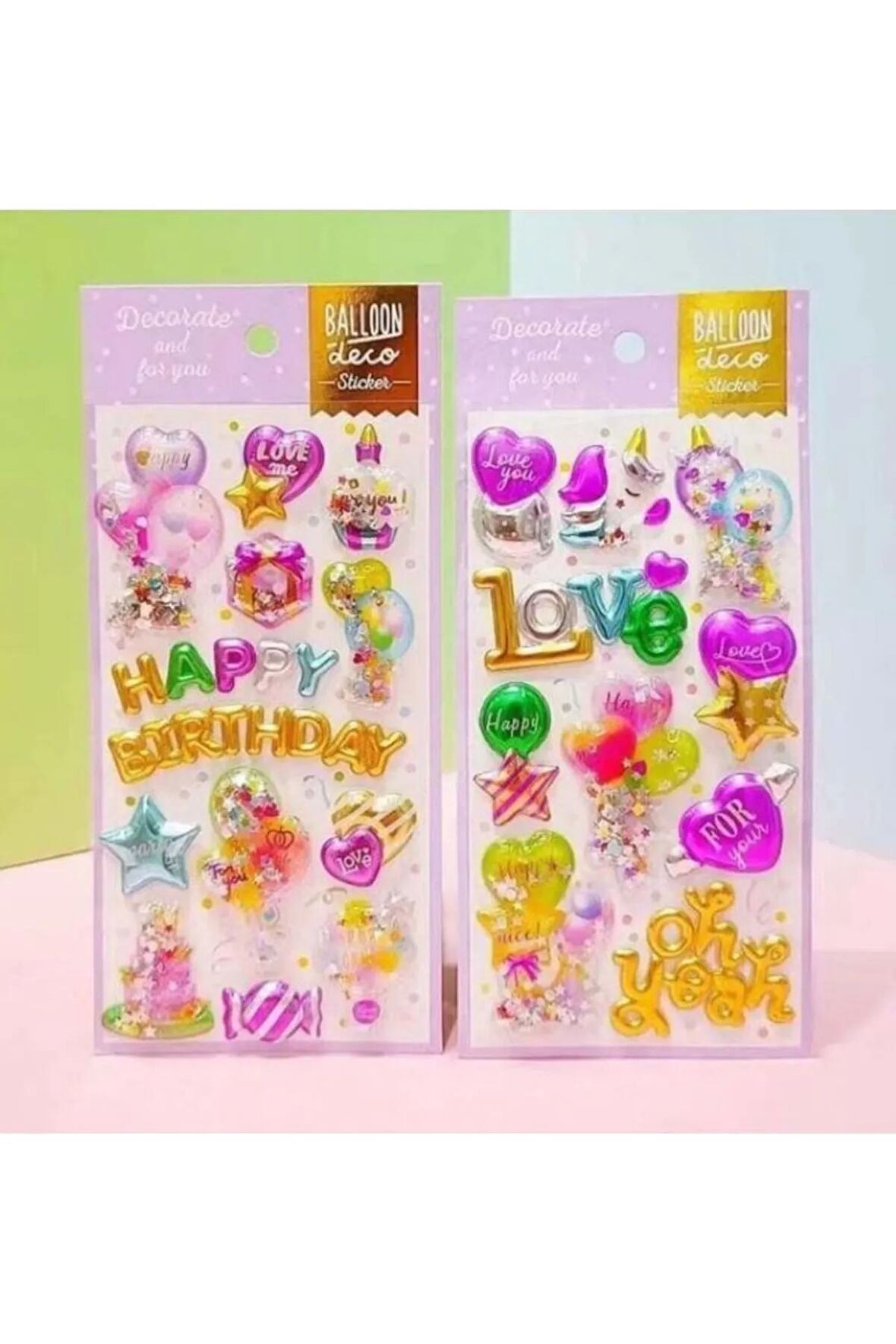 2 sayfa Dekoratif party doğum günü model-1 3d sticker balon etiket defter telefon laptop PC çıkartma