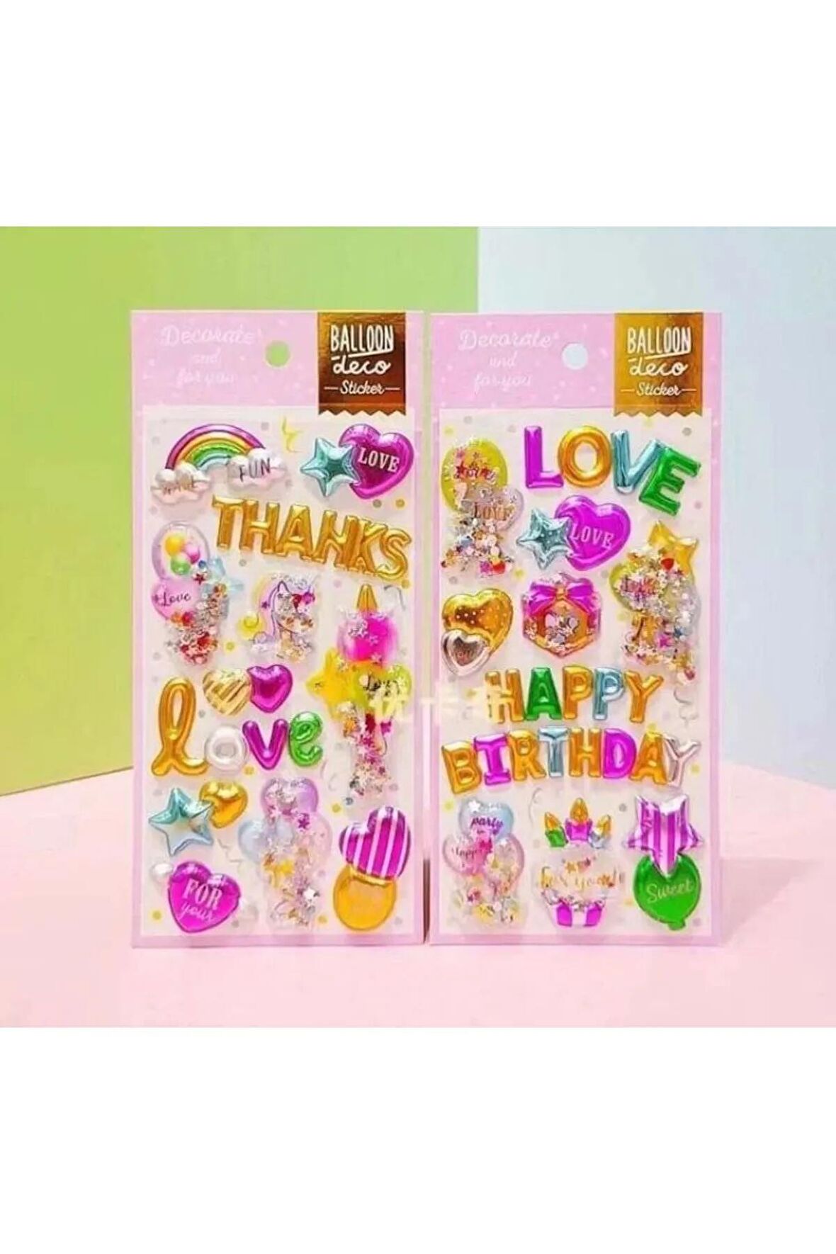 2 sayfa Dekoratif party doğum günü model-2 3d sticker balon etiket defter telefon laptop PC çıkartma