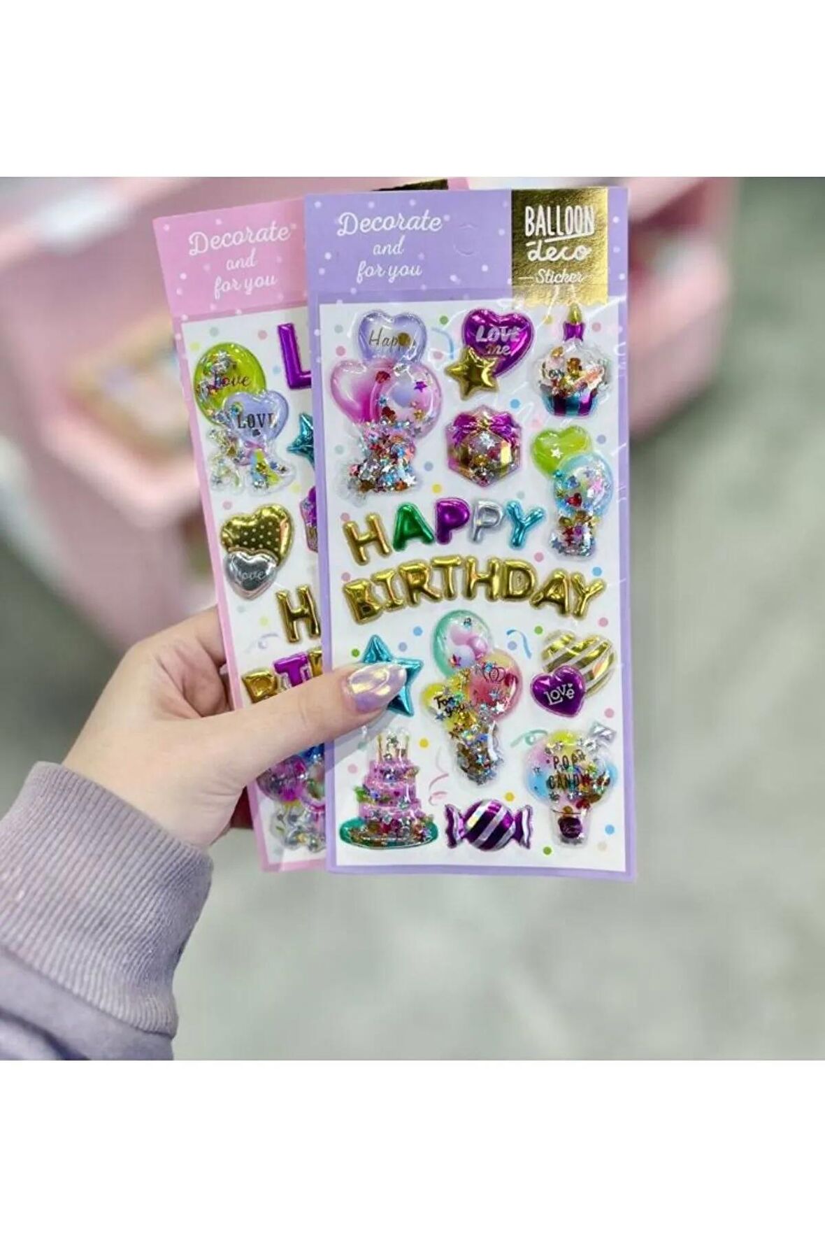 2 sayfa Dekoratif party doğum günü model-2 3d sticker balon etiket defter telefon laptop PC çıkartma