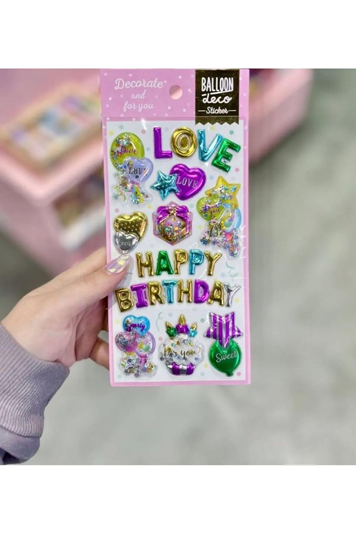 Dekoratif party doğum günü model-1 3d sticker balon puffy etiket defter telefon laptop PC çıkartma