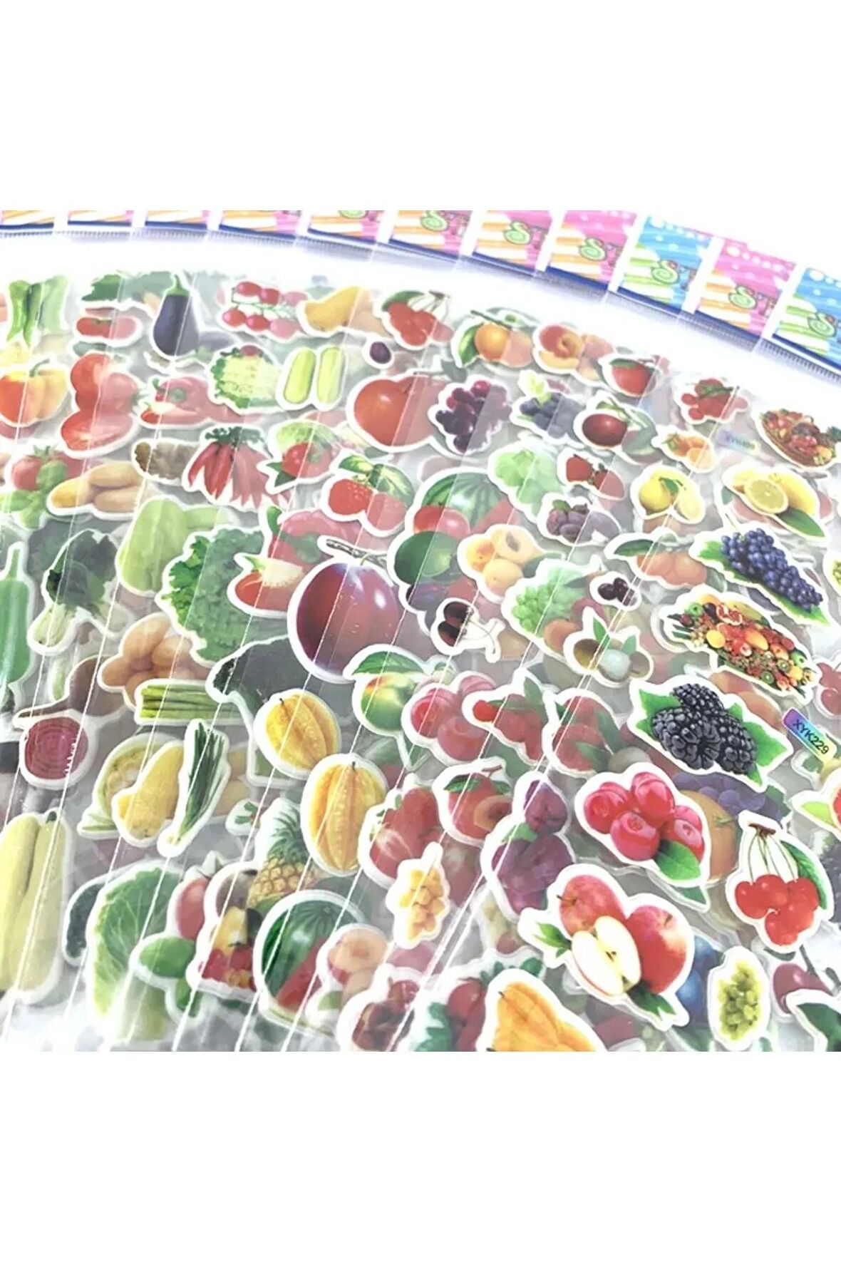 5 sayfa çoklu adet figür meyve sebze fruit çocuk çıkartma sticker defter yapıştır etiket