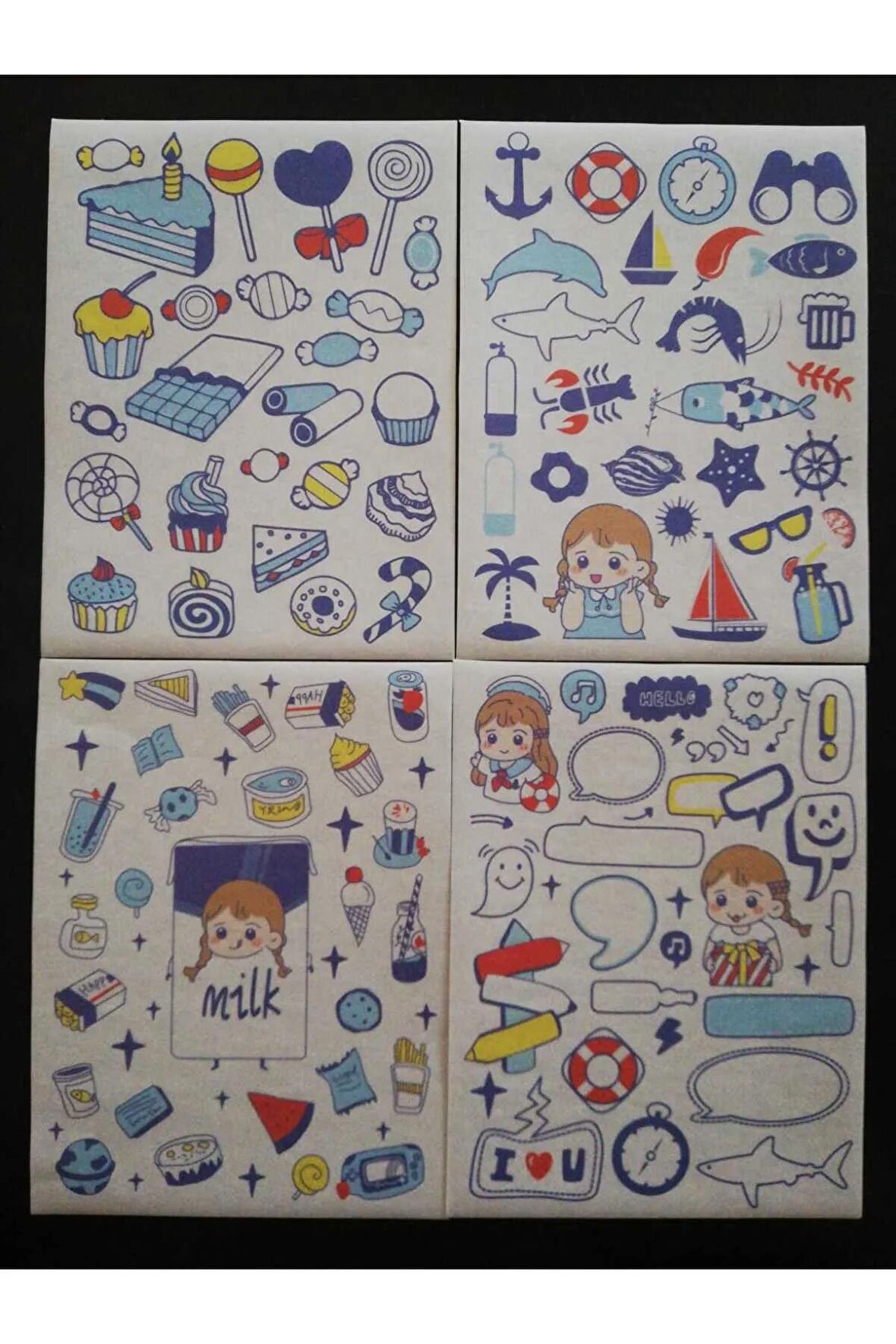 4 sayfa su deniz baloncuk etiket çıkartma çocuk kız erkek süsleme maskeleme hand-held sticker