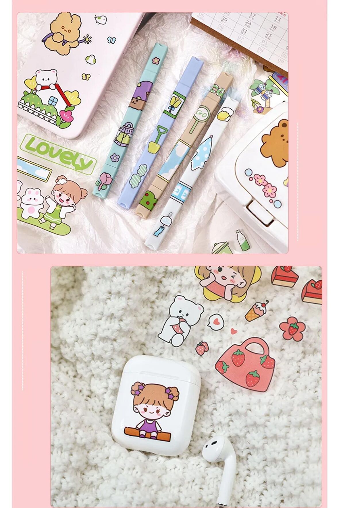 10 Sayfa Renkli Çocuk Sticker Bilgisayar Dizüstü Telefon Defter Günlük Çıkartma Etiket