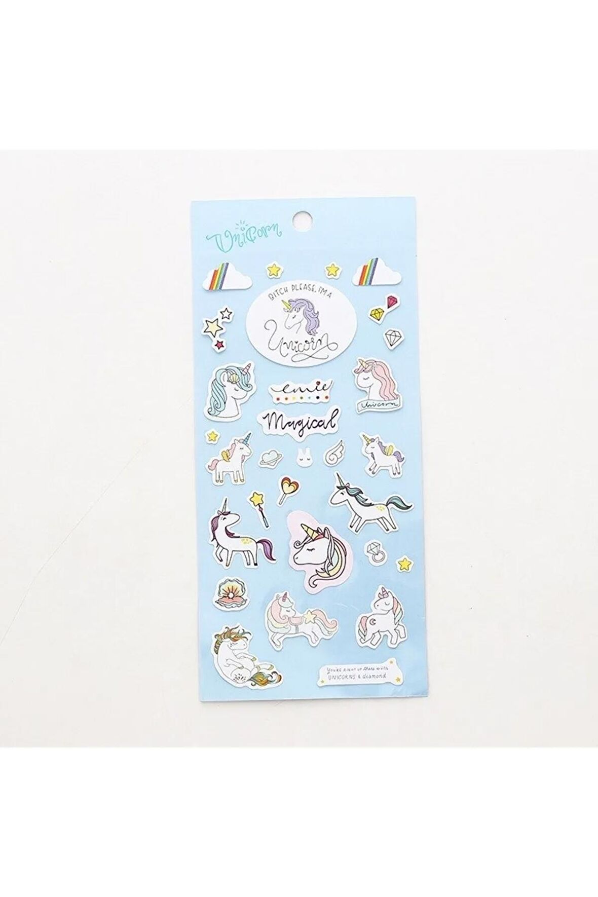 3 Sayfa Unicorn Defter Okul Etiket Sticker Günlük Çocuk Etiket