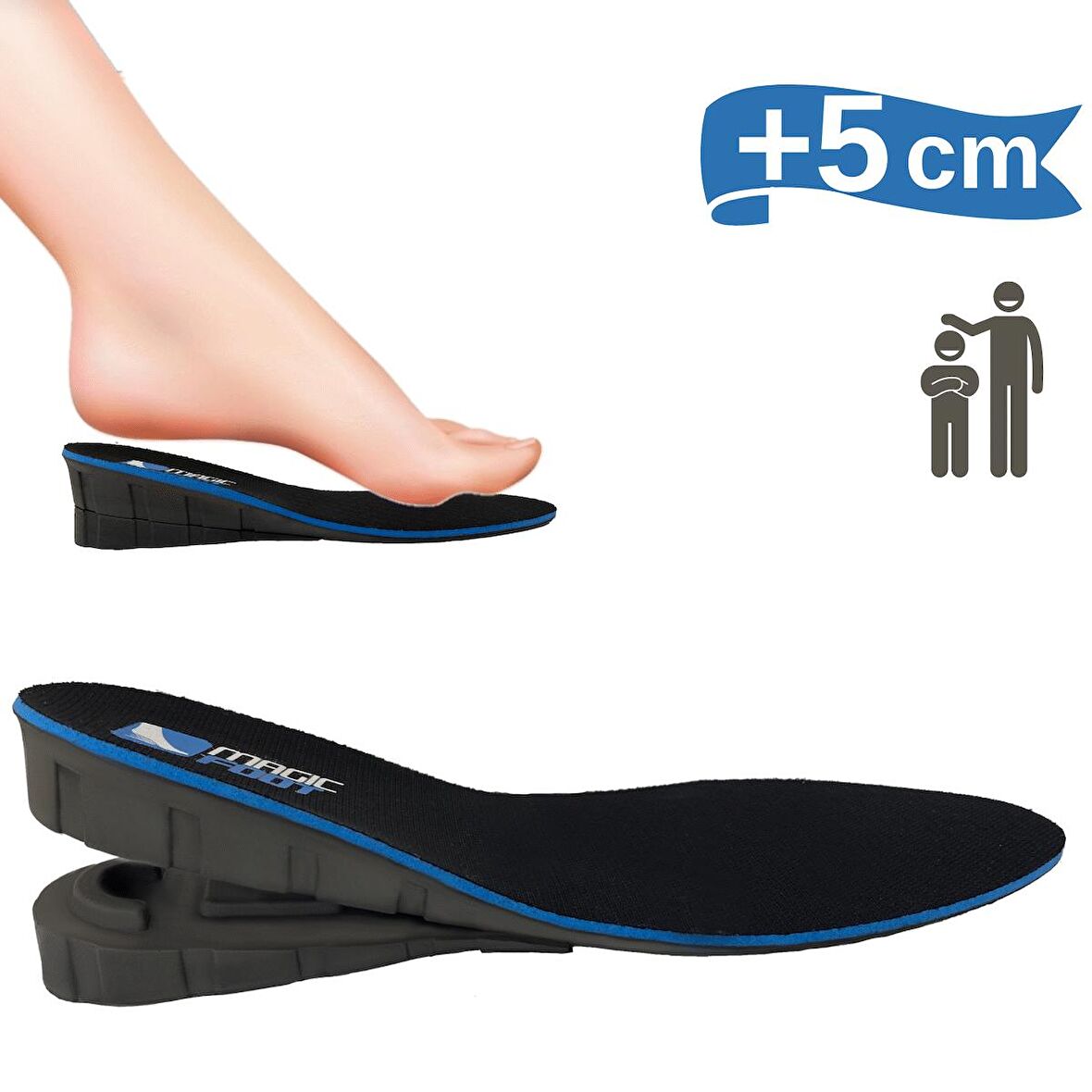 MagicFoot 5 Cm Boy Uzatıcı Tabanlık Ünisex Geliştirilmiş Özel Üretim Gizli Topuk Yükseltici