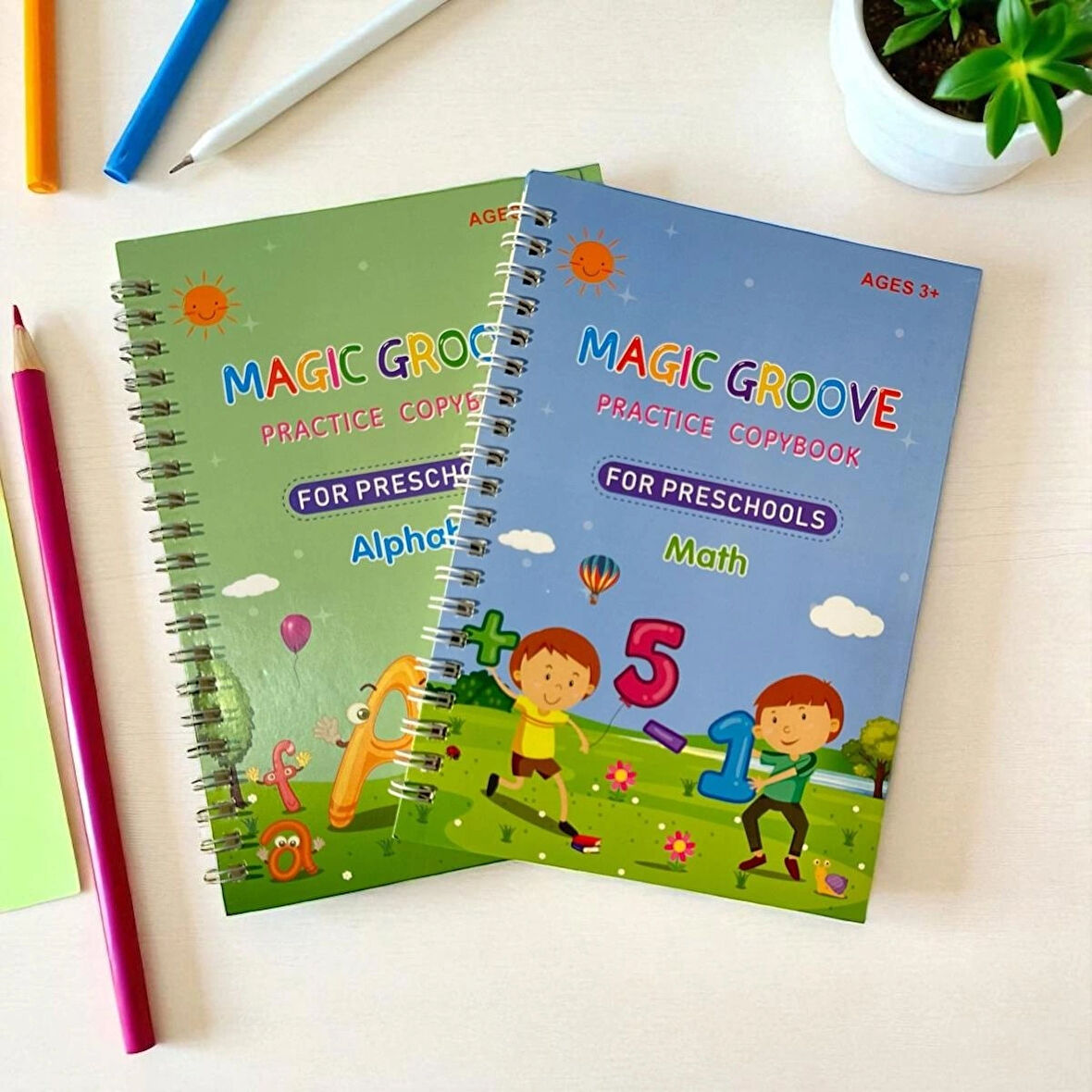 MAGİC GROVE Harfleri ve Sayıları Öğreten 2'li Kabartmalı Ingilizce Sihirli Kitap alphabet / maths