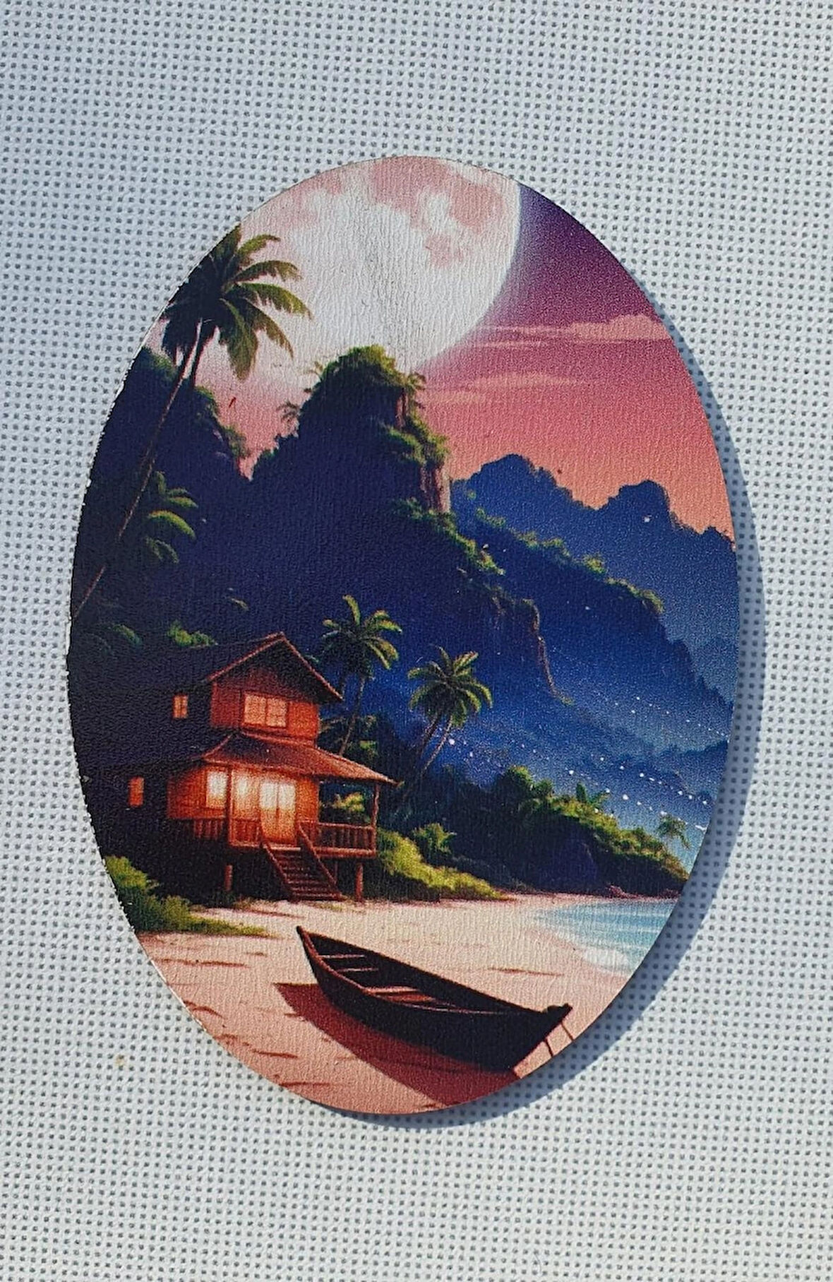 2 Adet 3D Görünümlü Deniz Manzaralı Ev Magnet 6 x 9 cm