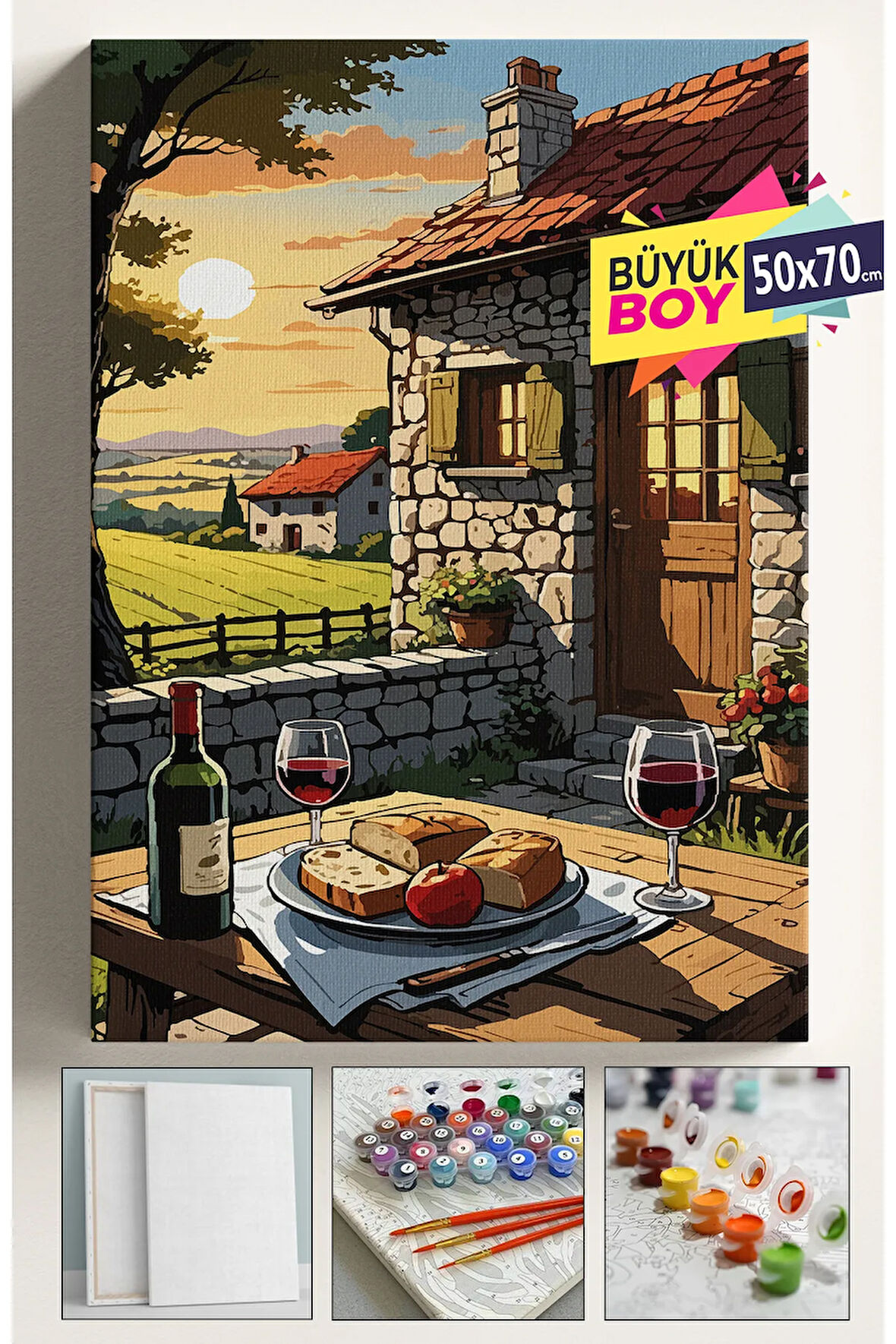 Sayılarla Boyama Seti Numaralı Tuval Fırça Boya Dahil Kasnaklı Set 50x70 Cm - MAHSEN ŞARAP