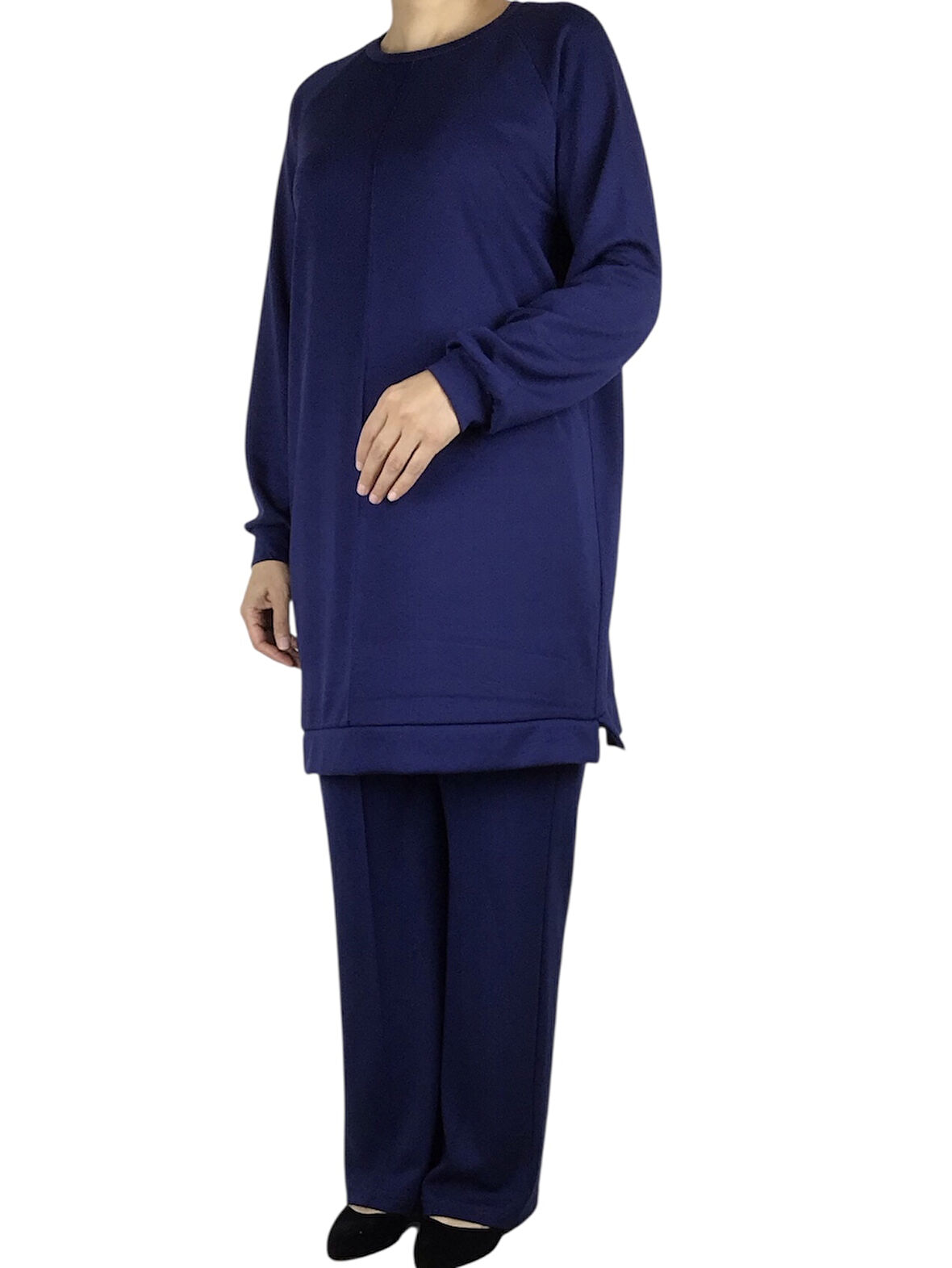 KADIN TUNİK ÖNÜ DİKİŞLİ ALTI BANTLI PANTOLON BELİ LASTİKLİ ÖNÜ DİKİŞLİ İKİLİ TAKIM