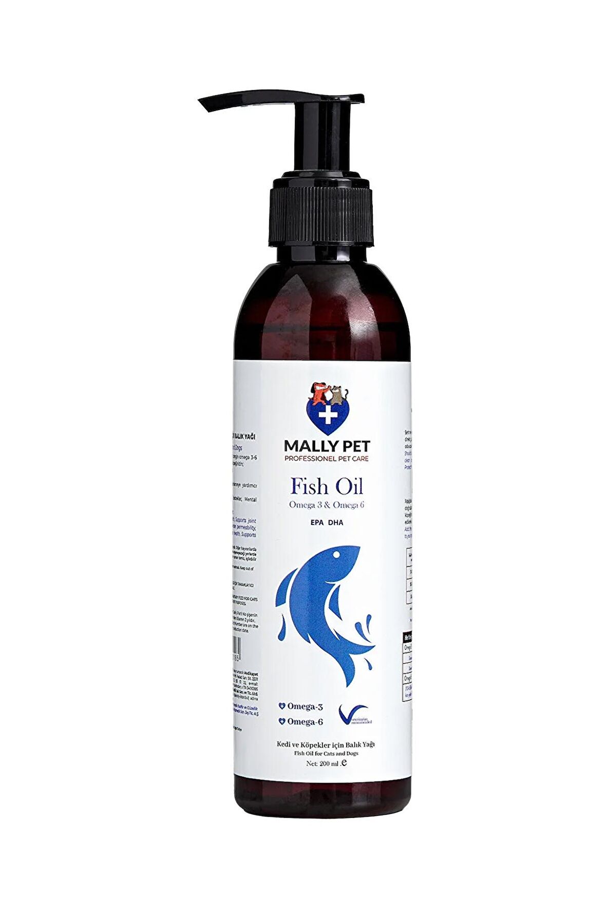 Fish Oil 200ml Kedi Ve Köpekler Için Omega 3 Ve 6 Içerikli Balık Yağı Bağışıklık Sistemi Güçlendirme