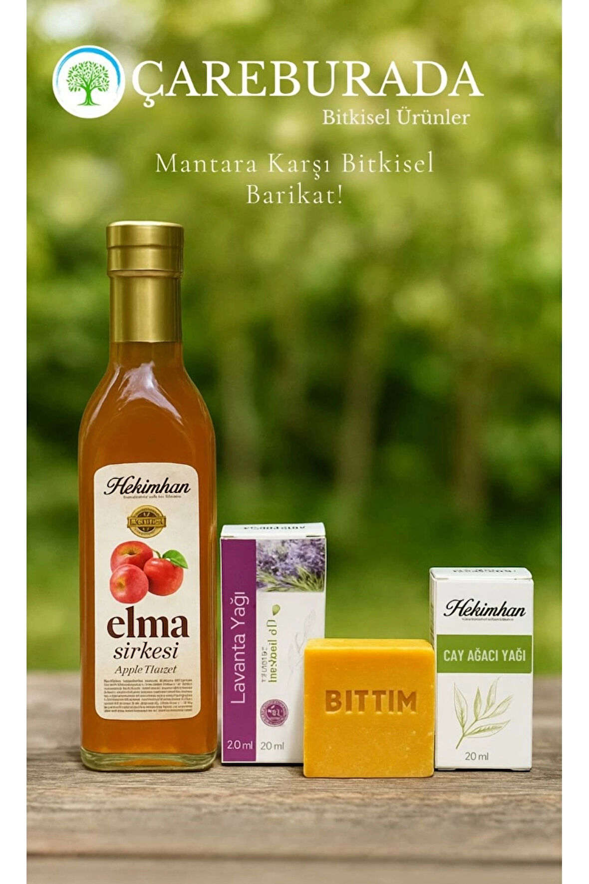 Hekimhan Elma Sirkesi, Lavanta Yağı, Bıttım sabunu, Çay ağacı Yağı (Mantar Seti)